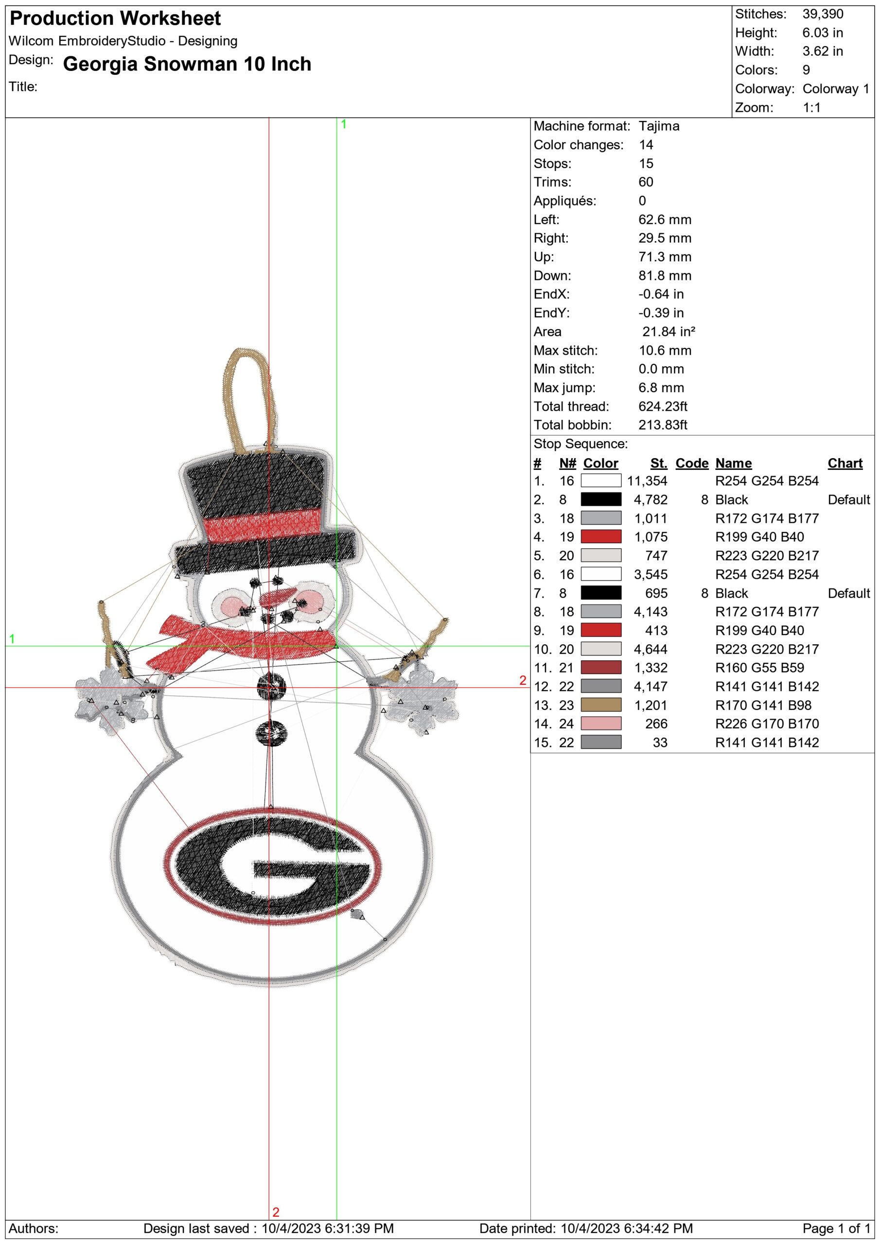 Georgia Snowman Christmas - embroidery file - instant download in a frame — view 3