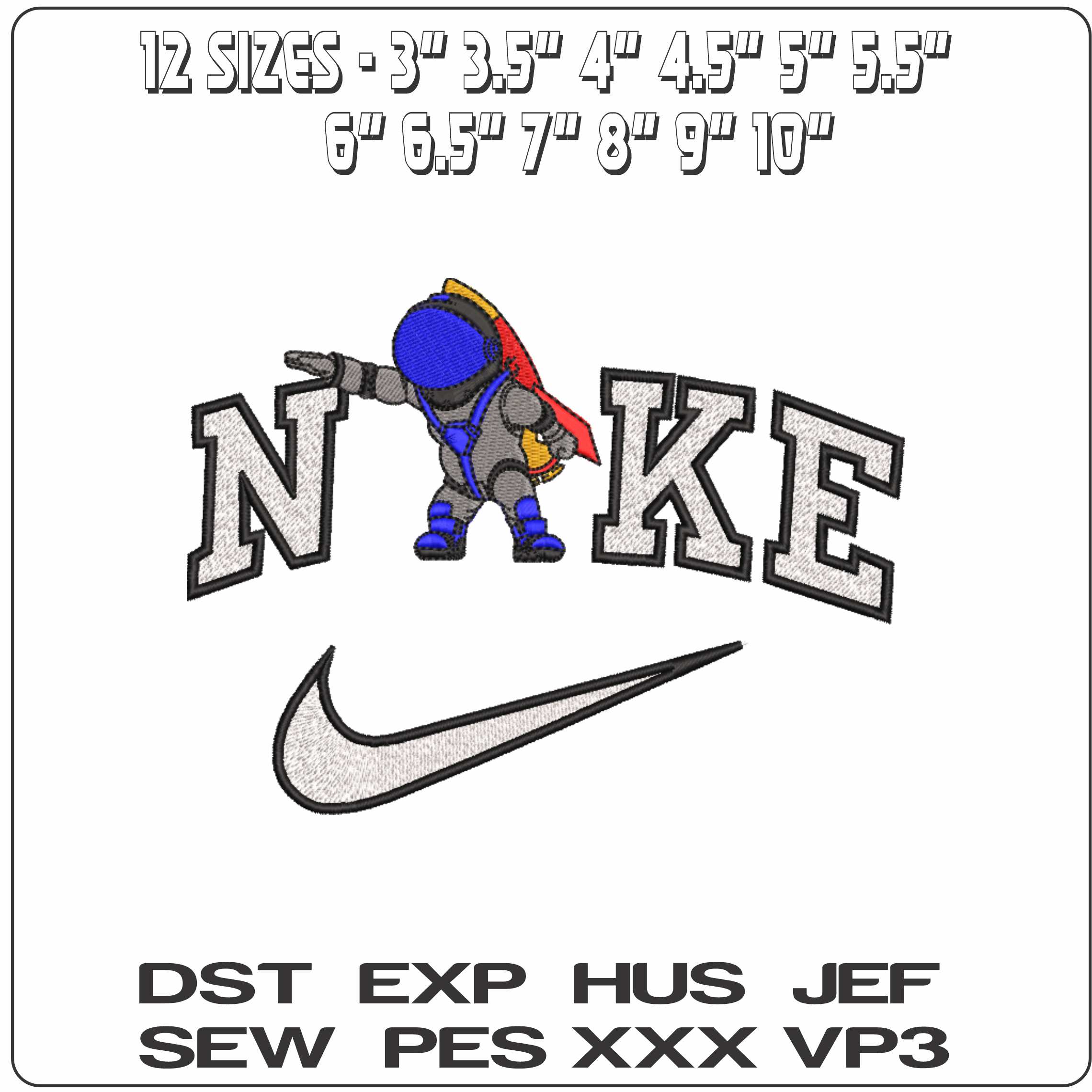 Nike Astronaut Rocket   - Elegant embroidery design file-instant download — view 2