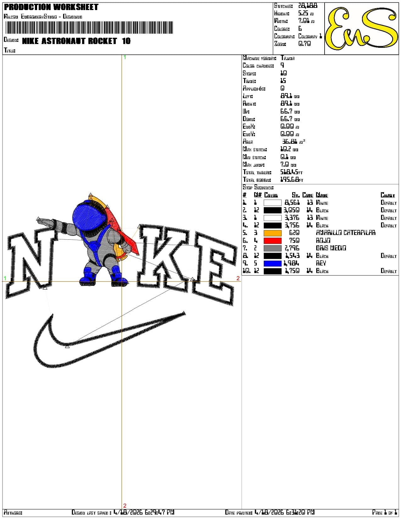 Nike Astronaut Rocket   - Elegant embroidery design file-instant download — view 3