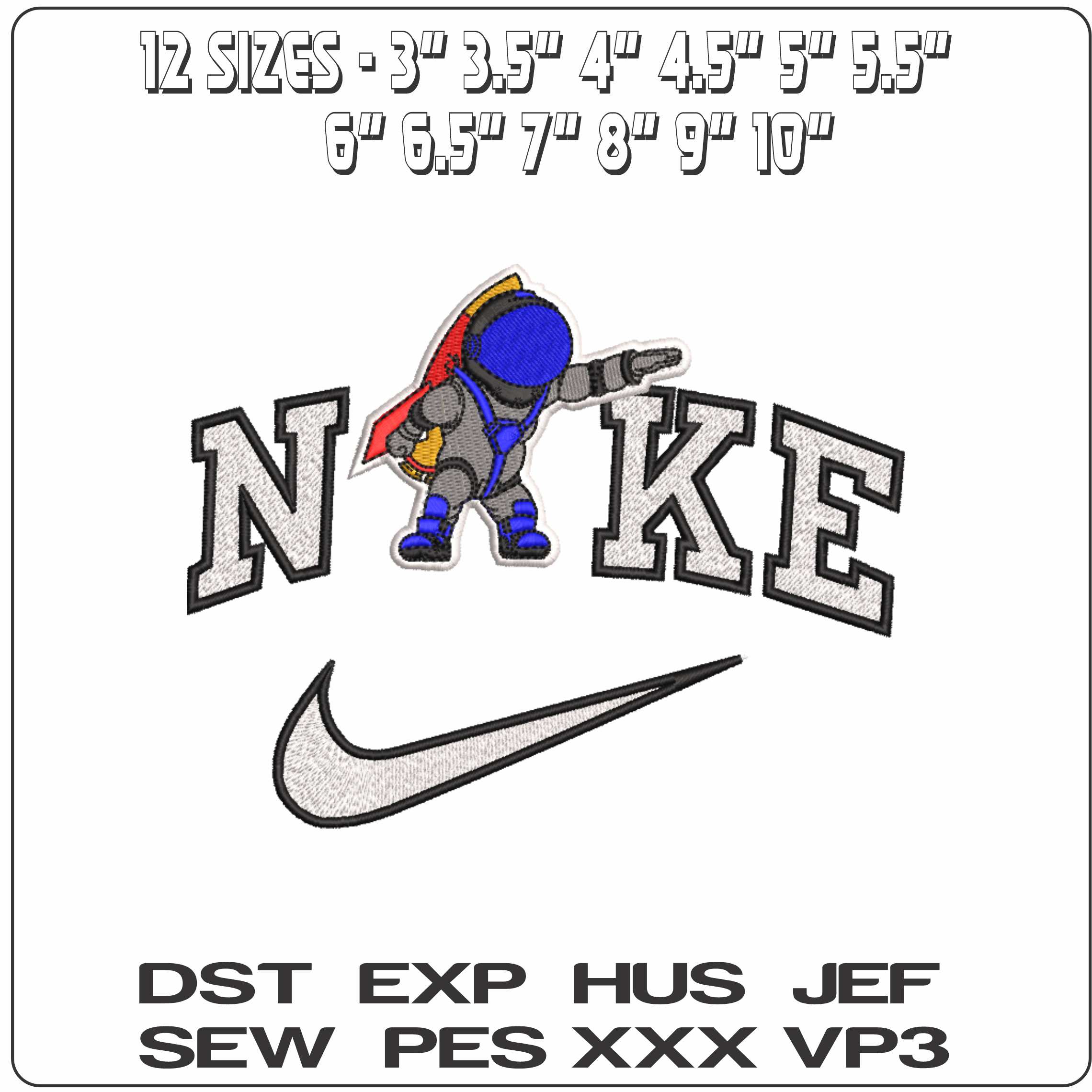 Nike Astronaut Rocket Patch   - Elegant embroidery design file-instant download — view 2