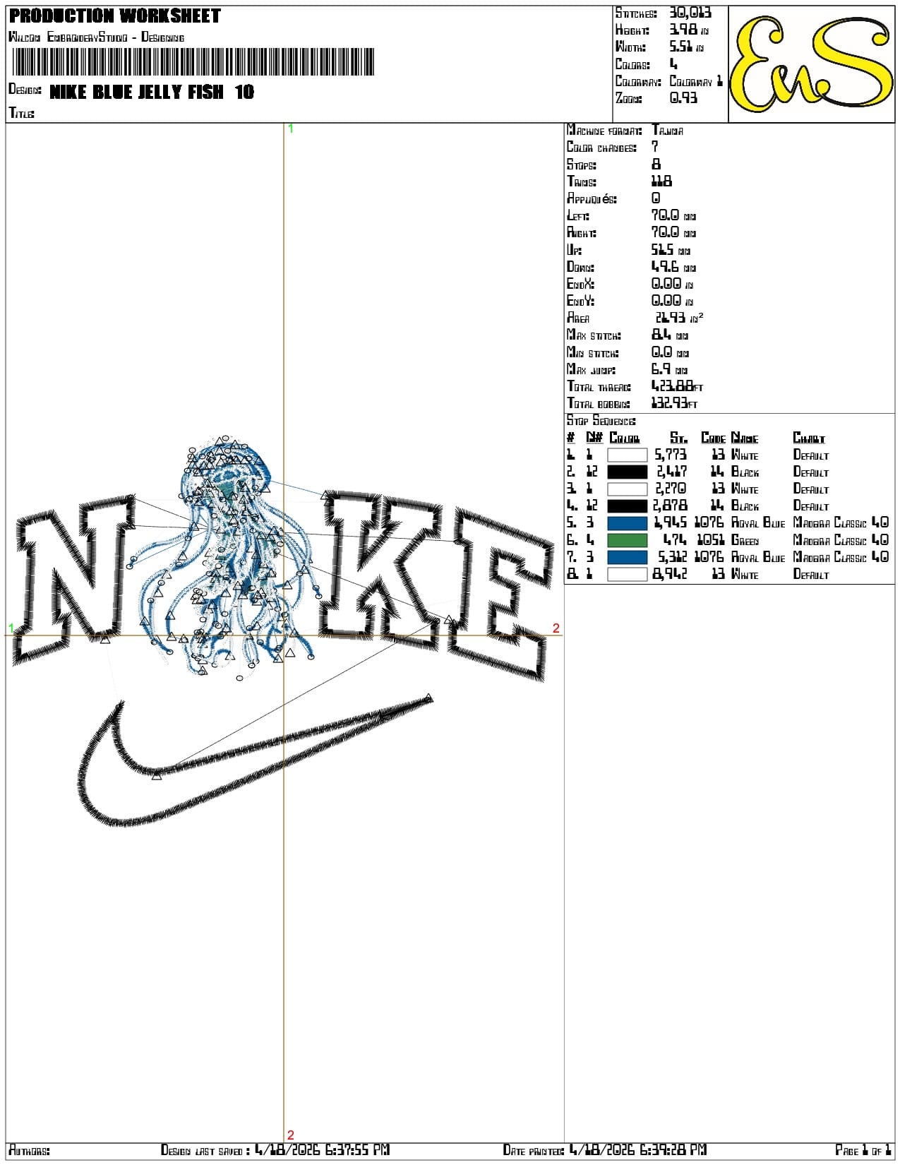 Nike Blue Jelly Fish   - Elegant embroidery design file-instant download — view 3