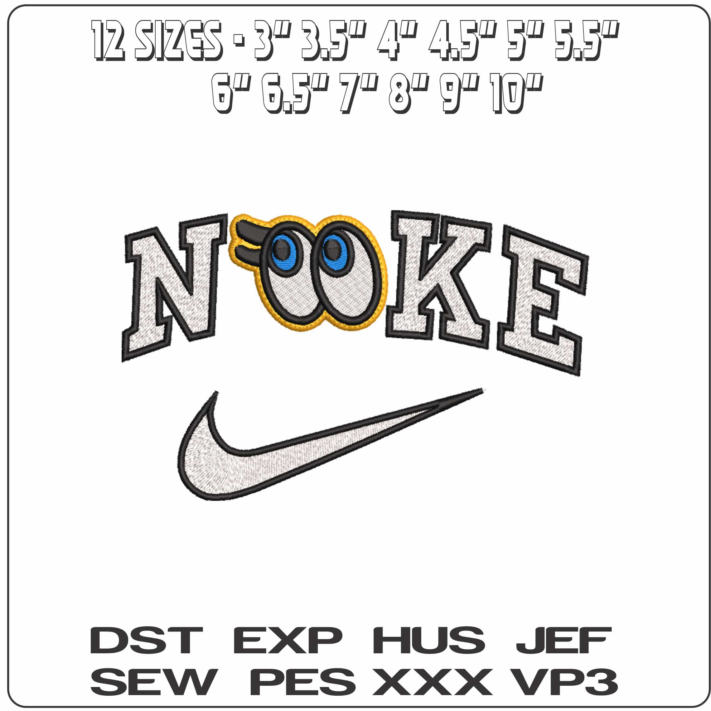 Nike Boggle Eyes   - Elegant embroidery design file-instant download — view 2
