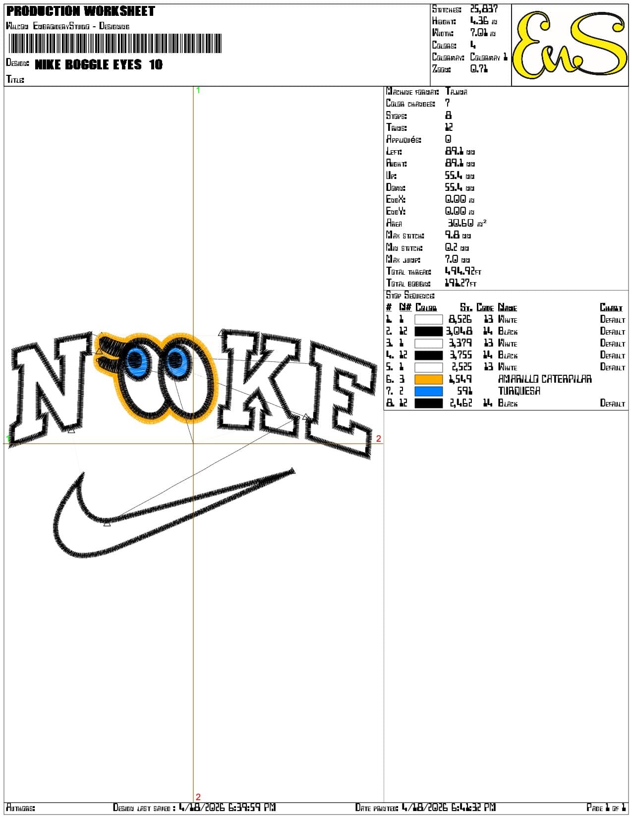 Nike Boggle Eyes   - Elegant embroidery design file-instant download — view 3