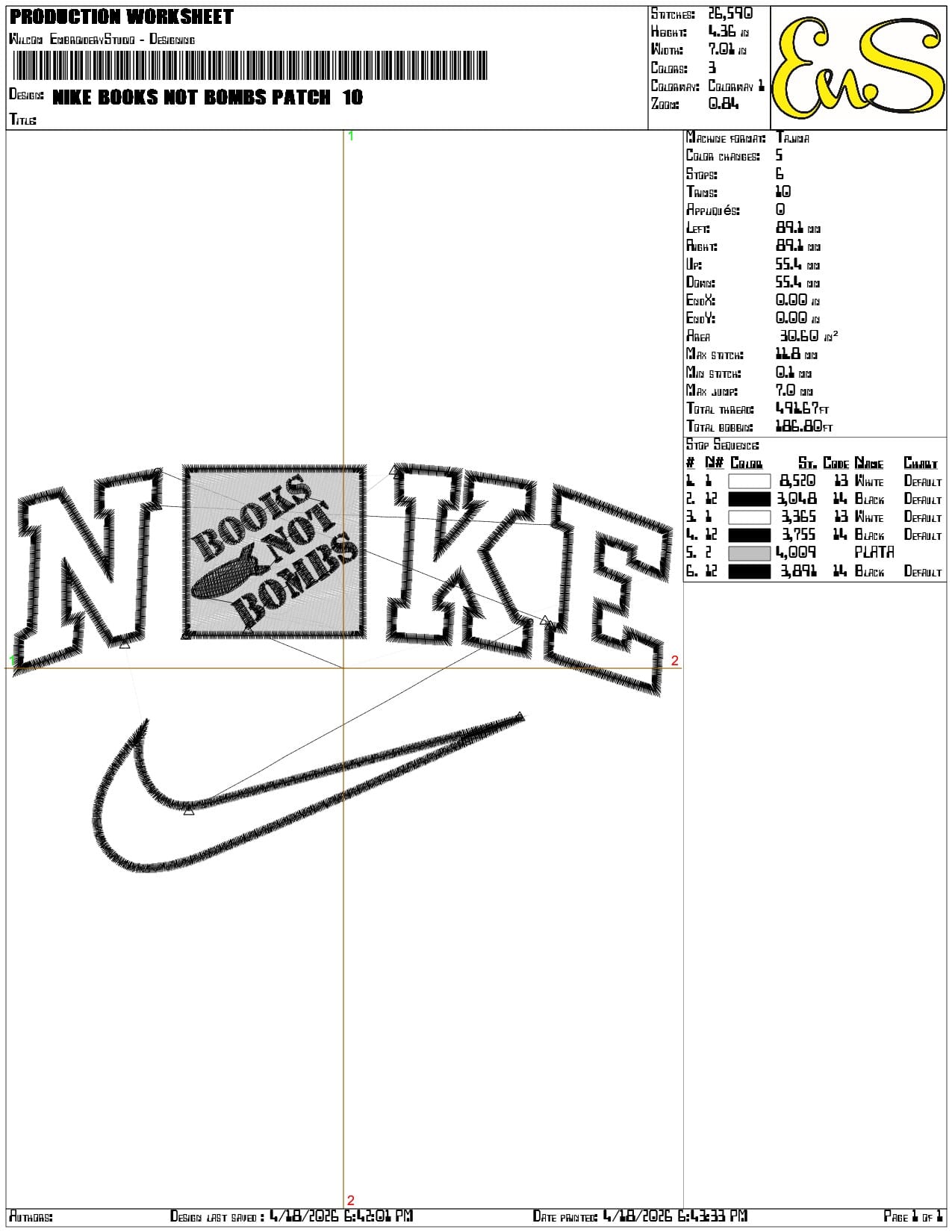 Nike Books not Bombs Patch   - Elegant embroidery design file-instant download — view 3