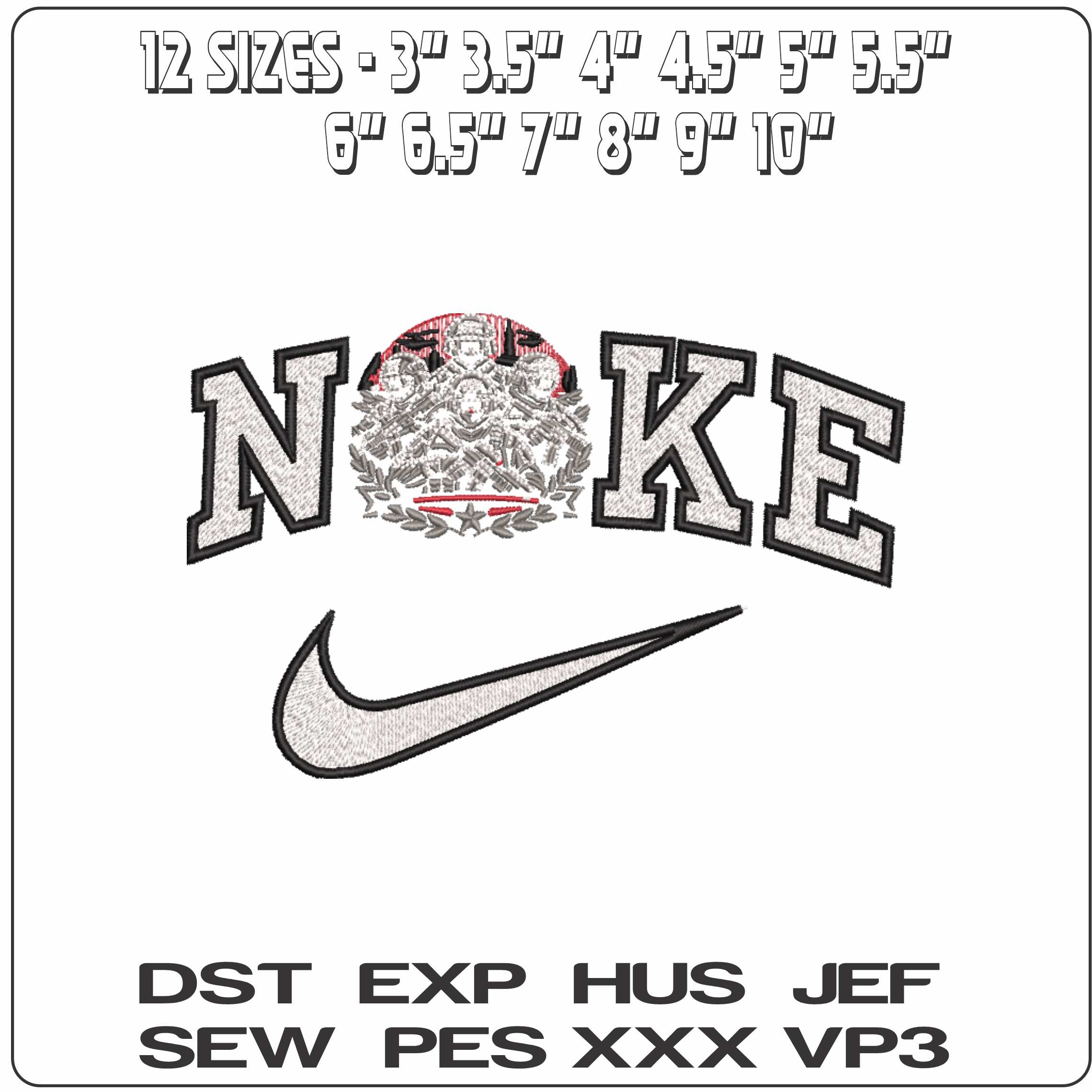 Nike Brigade Outline   - Elegant embroidery design file-instant download — view 2