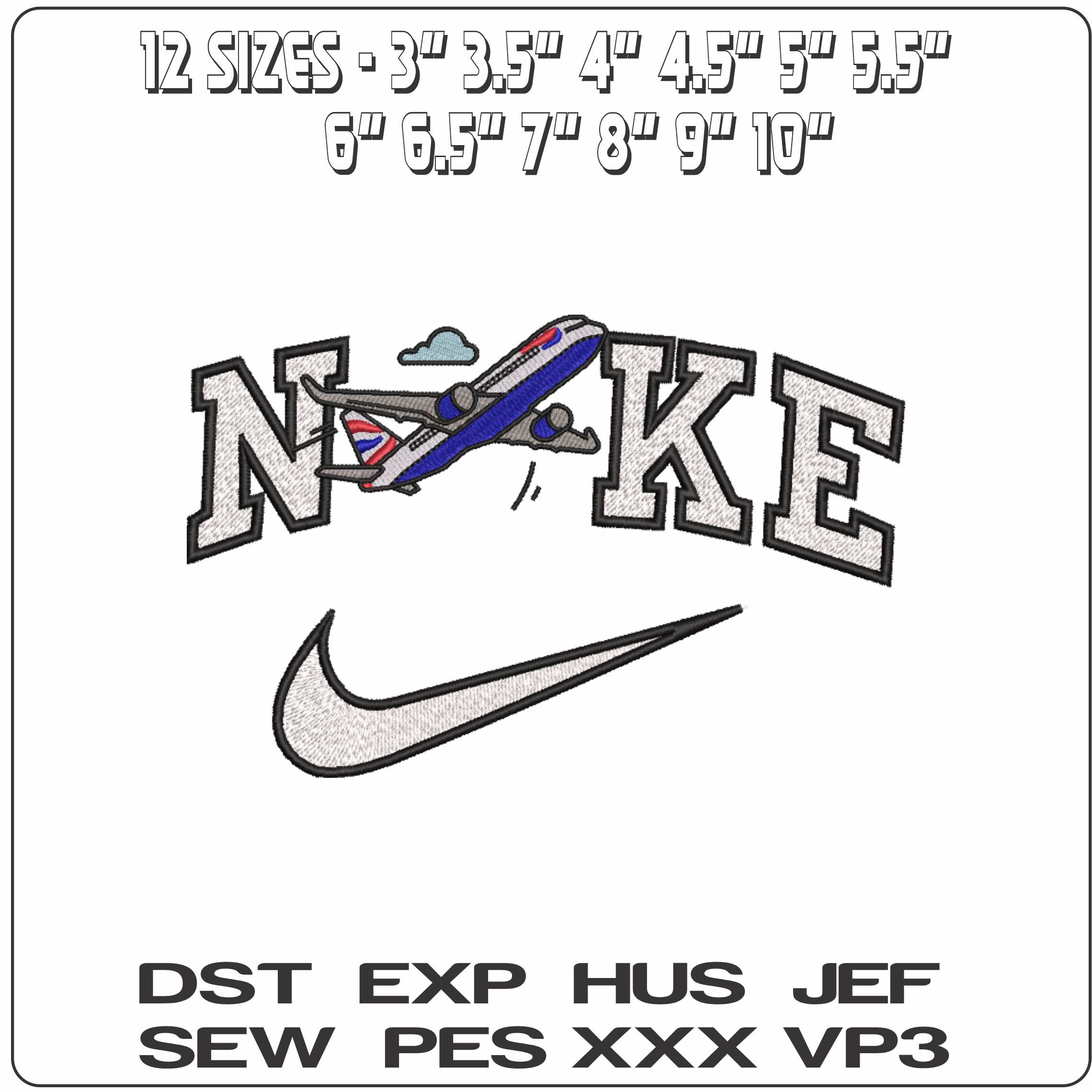 Nike British Airways Plane Take   - Elegant embroidery design file-instant download — view 2