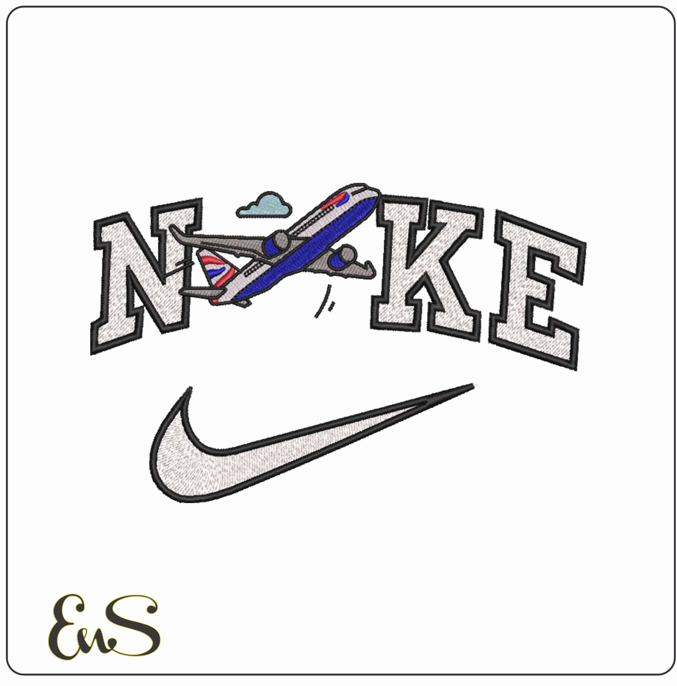 Nike British Airways Plane Take   - Elegant embroidery design file-instant download