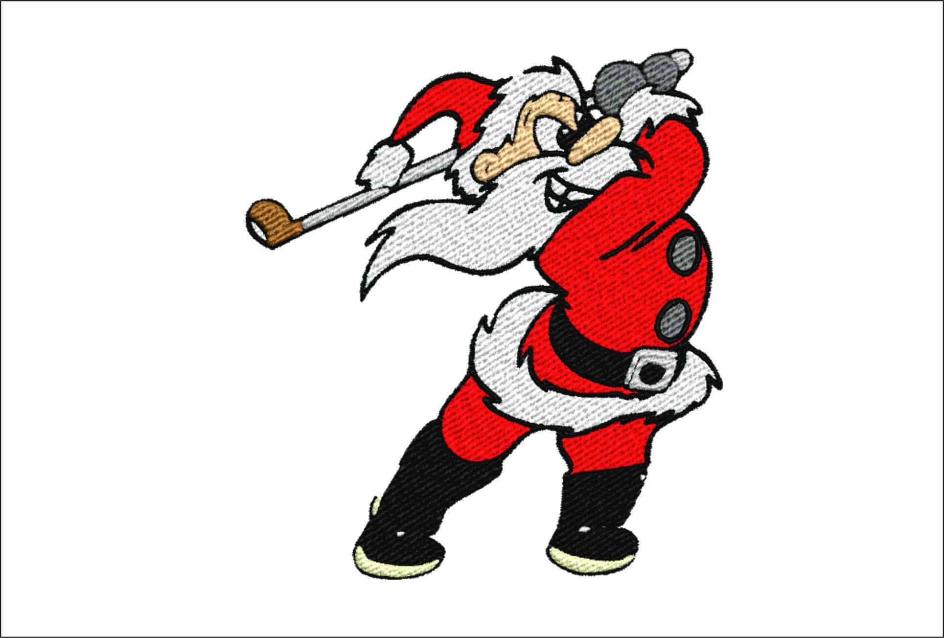 Golf Santa Christmas - embroidery file - instant download in a frame