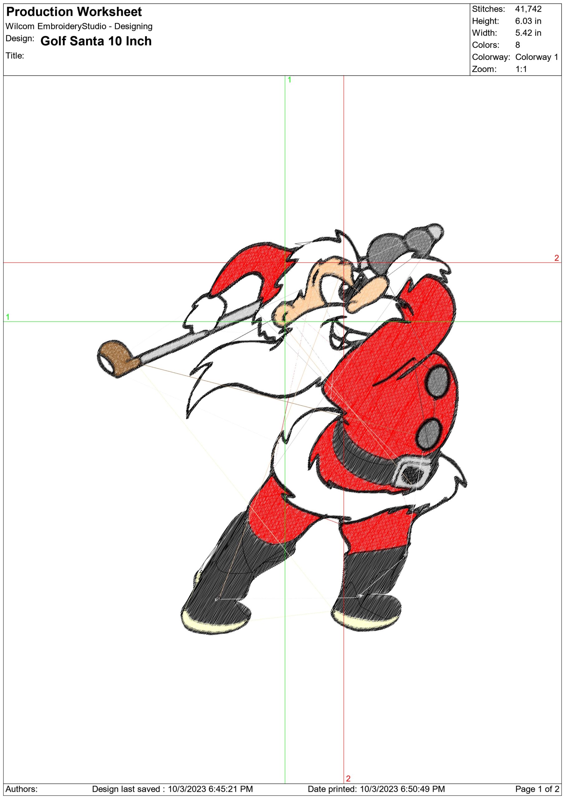 Golf Santa Christmas - embroidery file - instant download in a frame — view 2