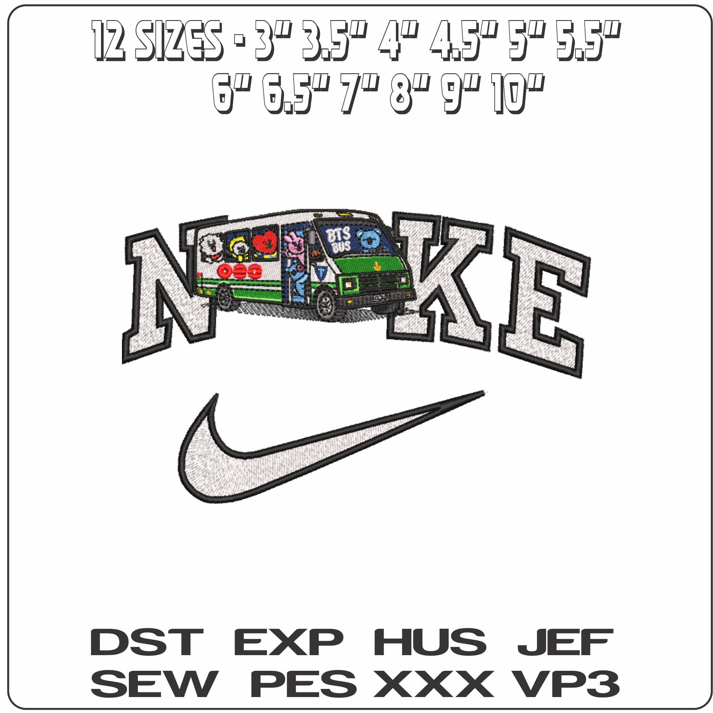 Nike BTS Bus   - Elegant embroidery design file-instant download — view 2