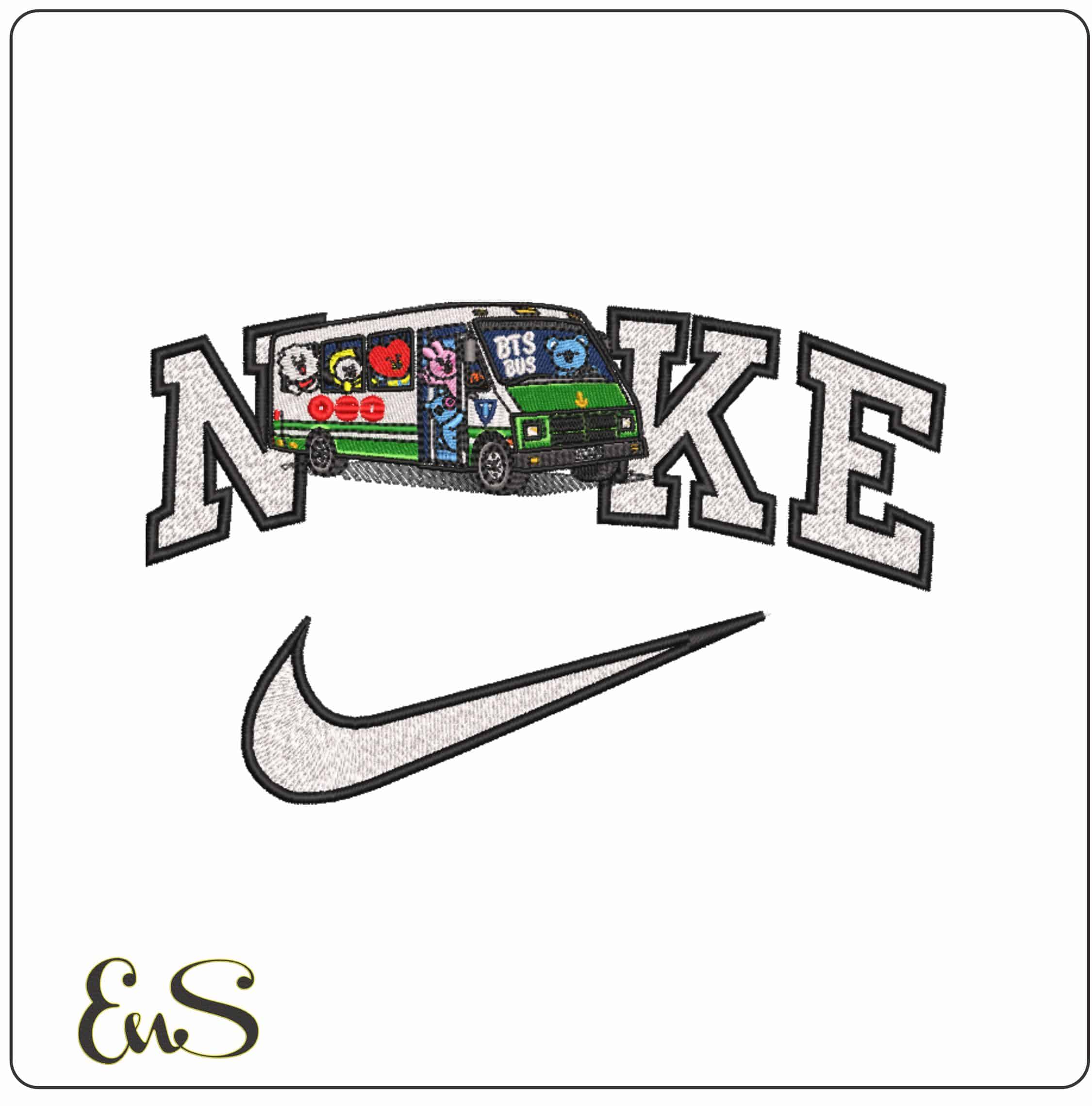 Nike BTS Bus   - Elegant embroidery design file-instant download