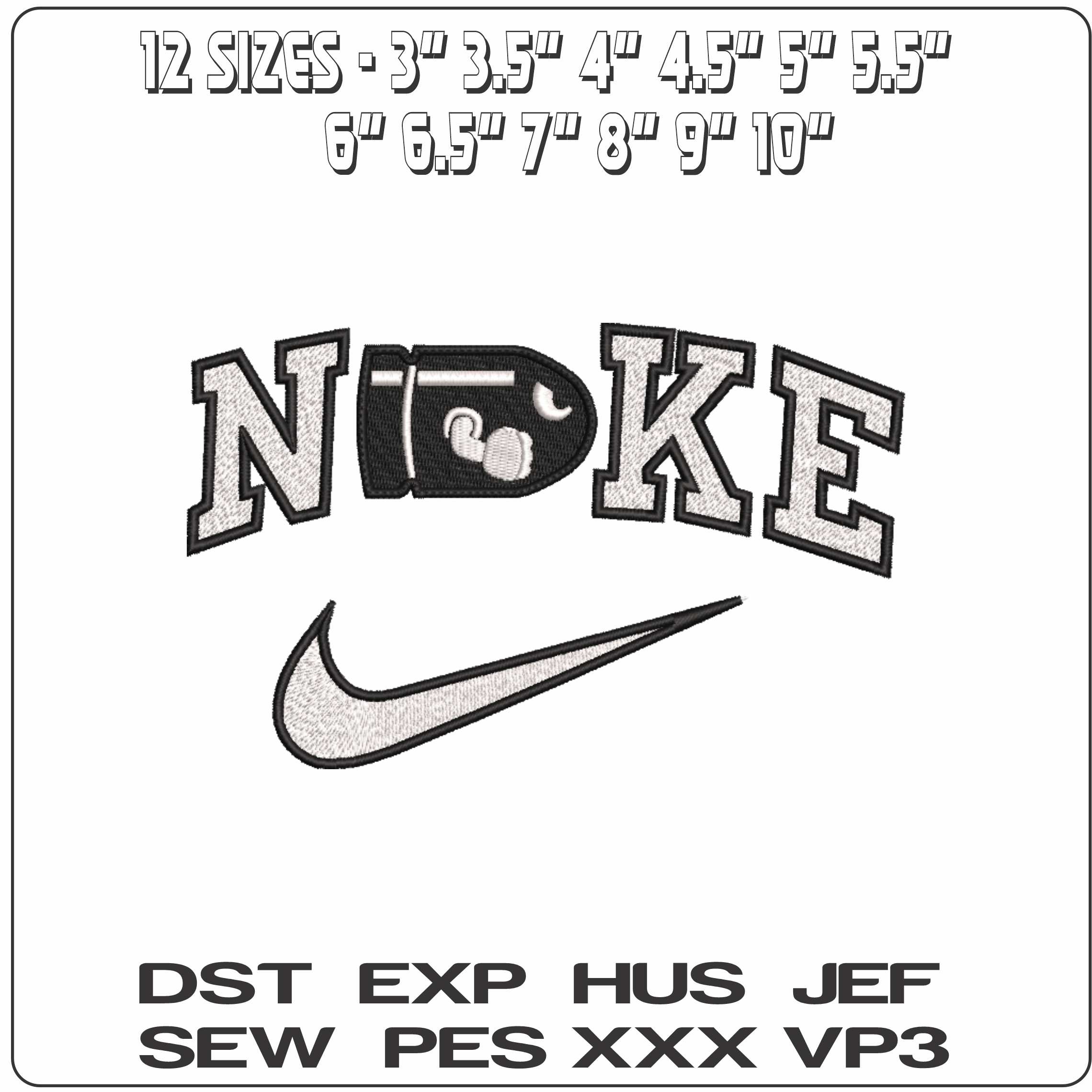 Nike Bullet Bill with Arms Super Mario   - Elegant embroidery design file-instant download — view 2