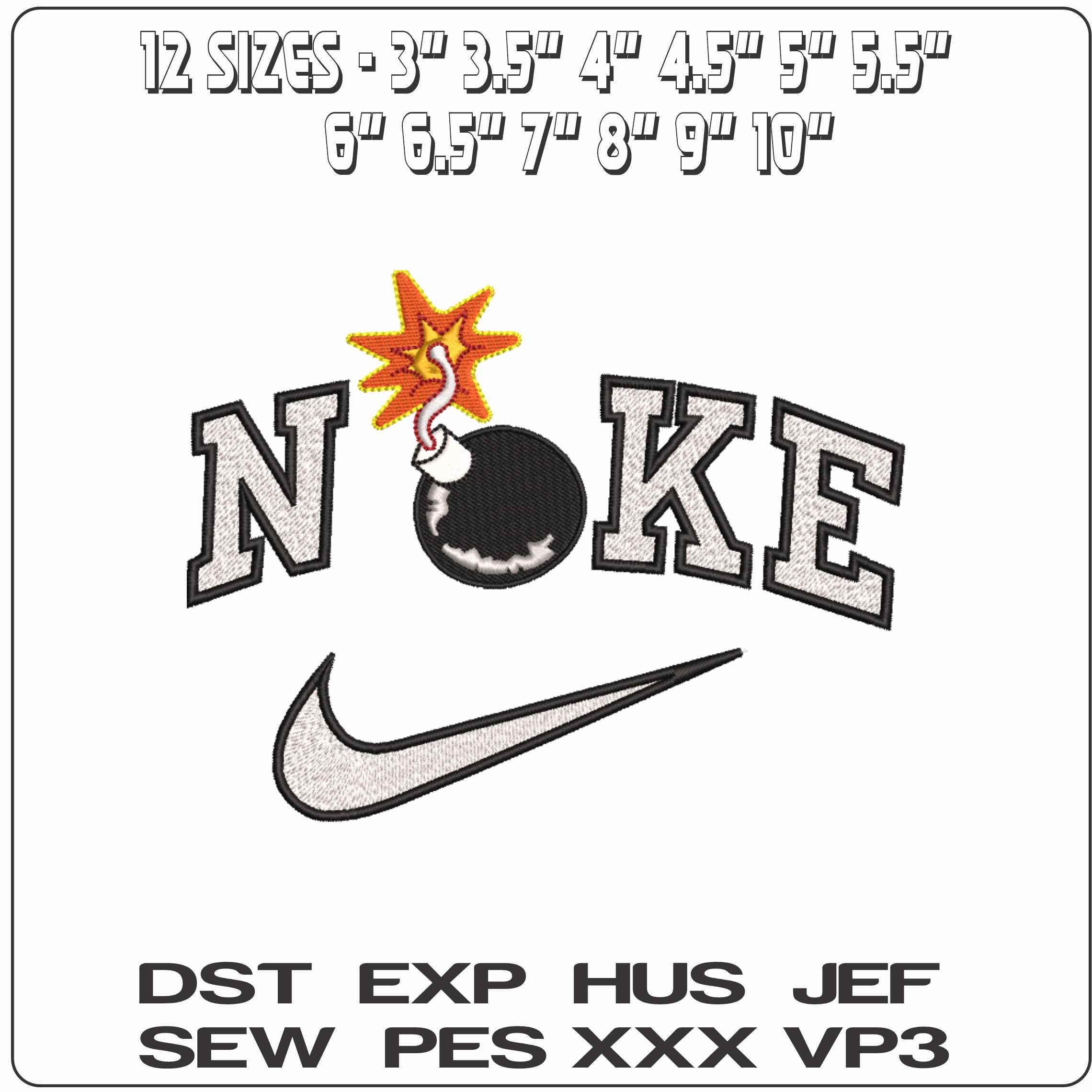 Nike Cartoon Bomb   - Elegant embroidery design file-instant download — view 2