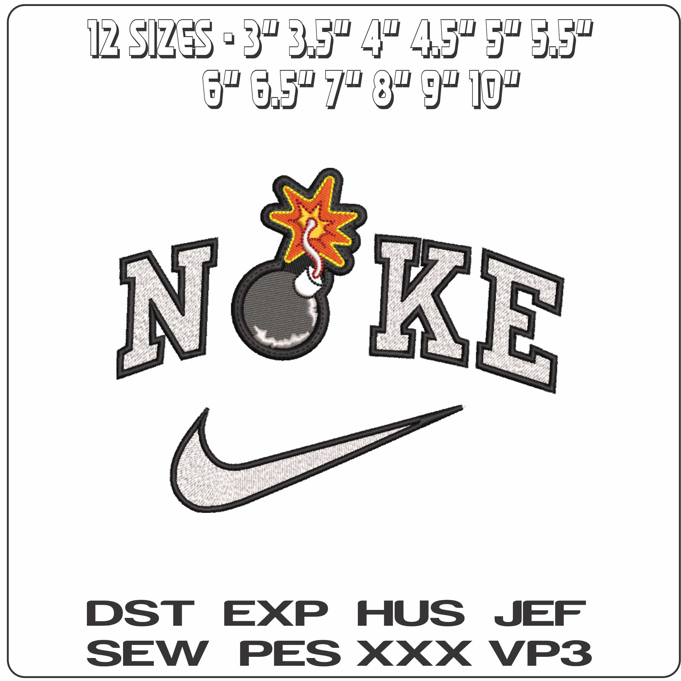 Nike Cartoon Bomb Patch   - Elegant embroidery design file-instant download — view 2