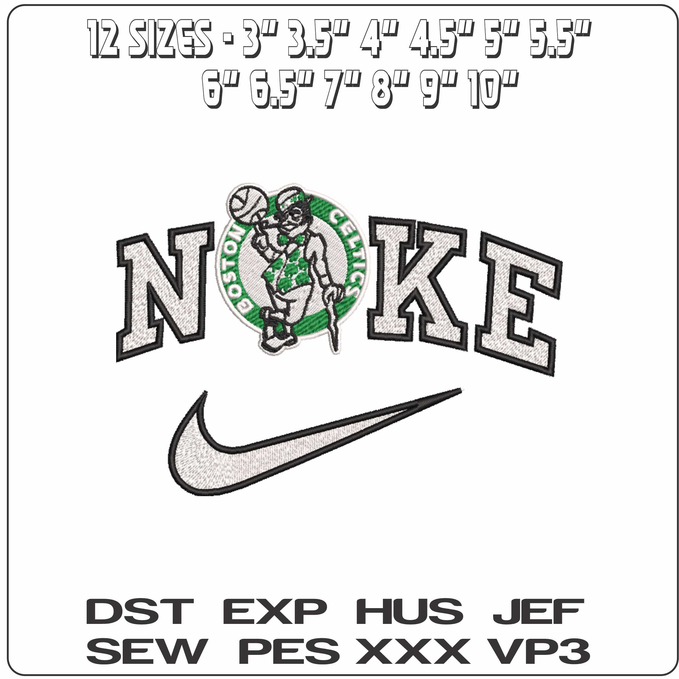Nike Celtics Green Man   - Elegant embroidery design file-instant download — view 2