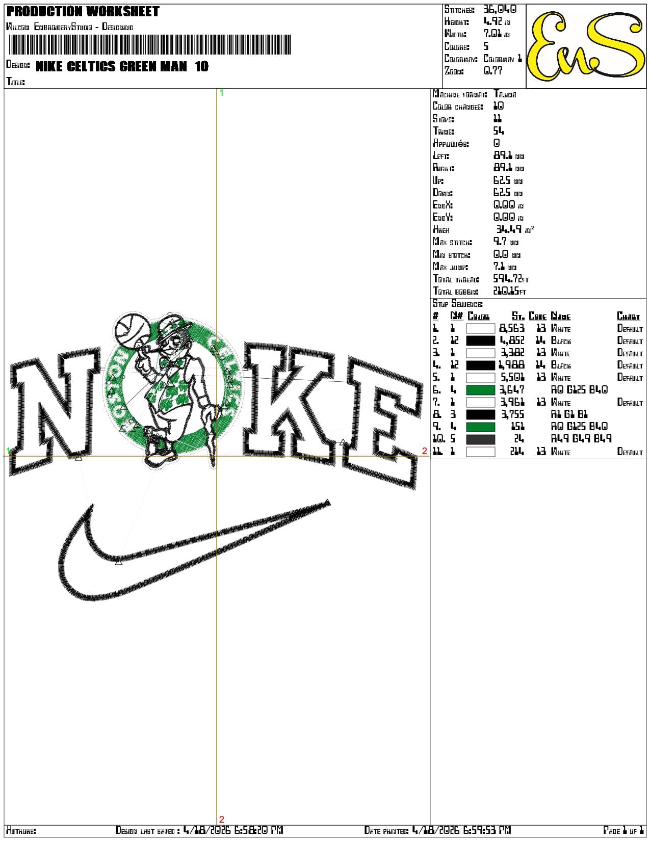 Nike Celtics Green Man   - Elegant embroidery design file-instant download — view 3