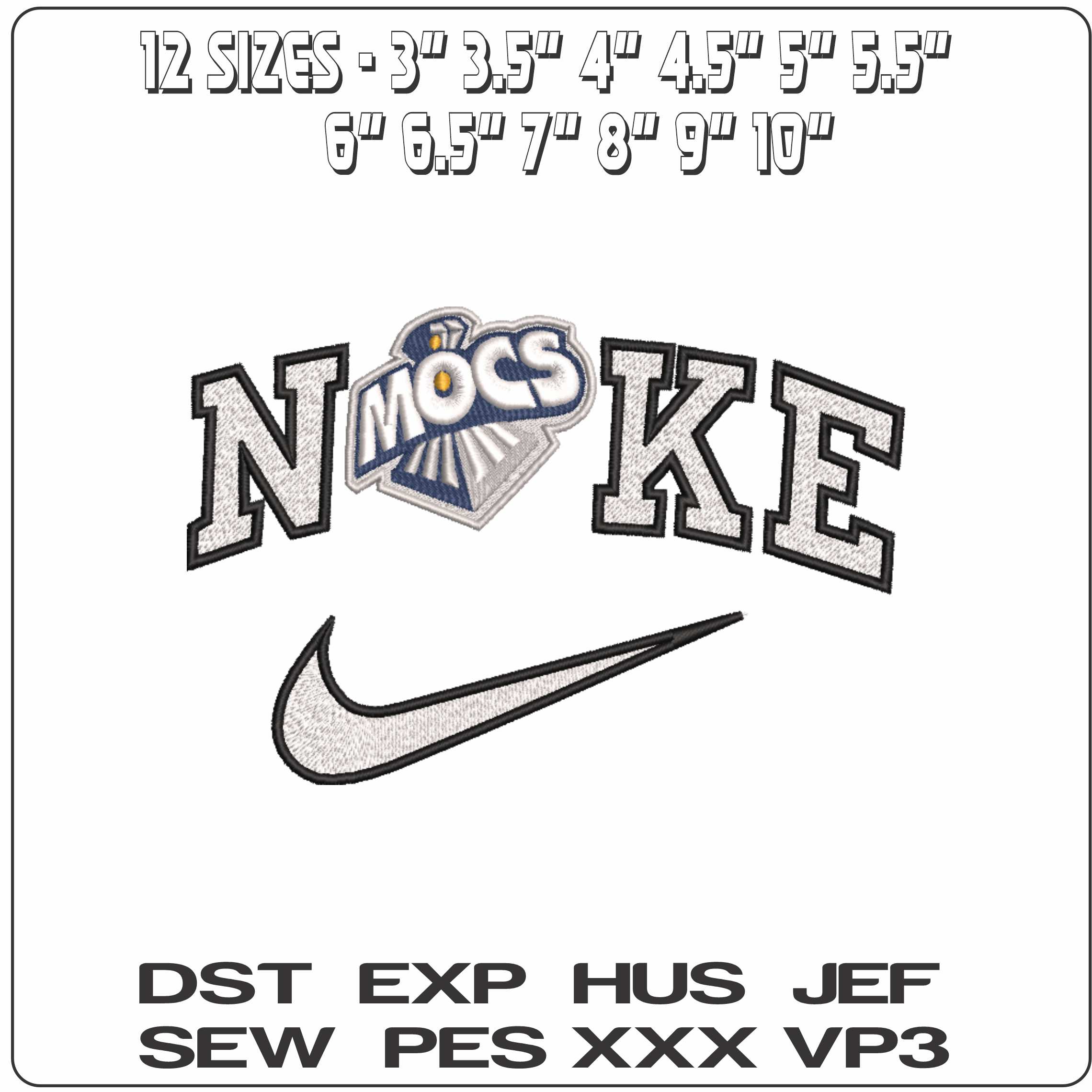 Nike Chattanooga Mocs University of Tennessee   - Elegant embroidery design file-instant download — view 2