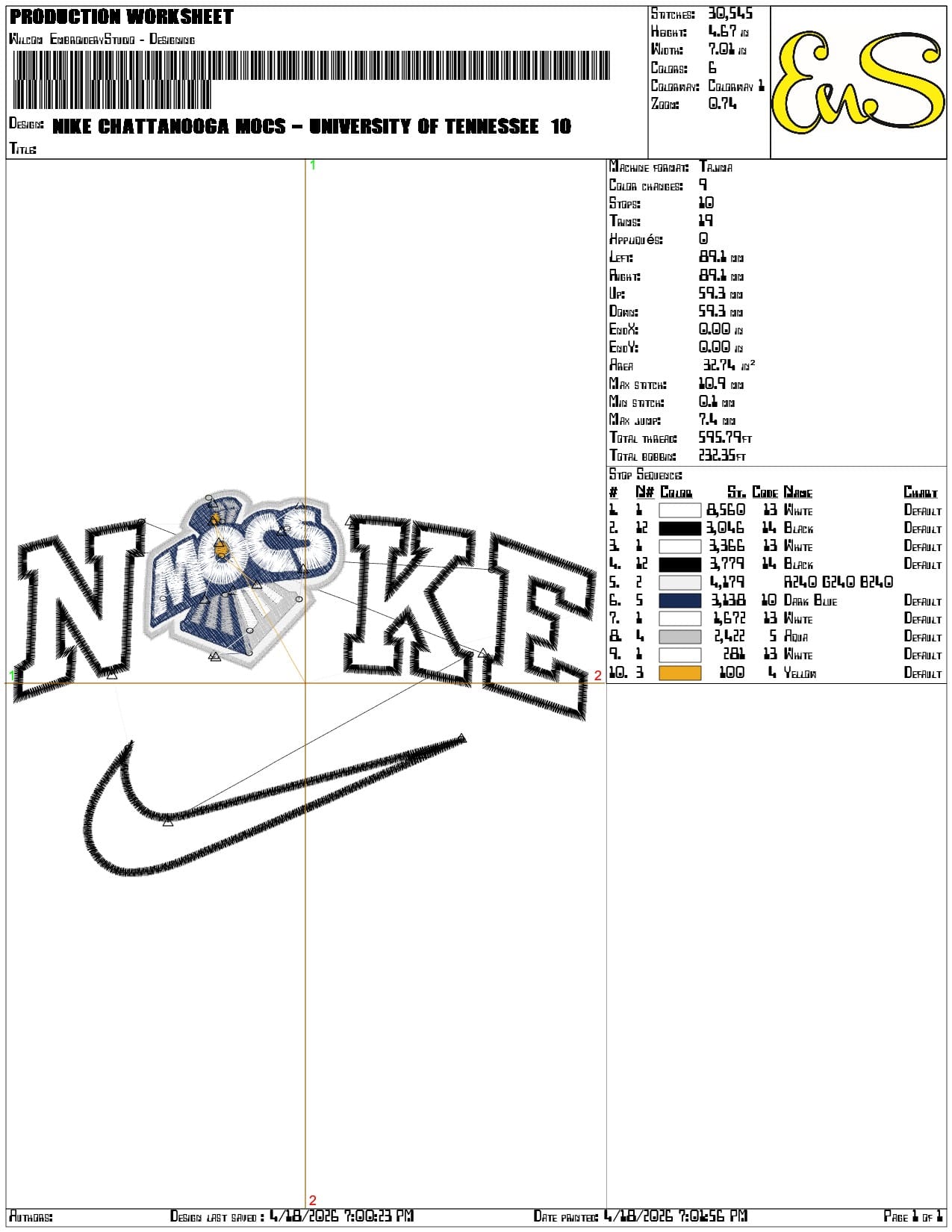 Nike Chattanooga Mocs University of Tennessee   - Elegant embroidery design file-instant download — view 3