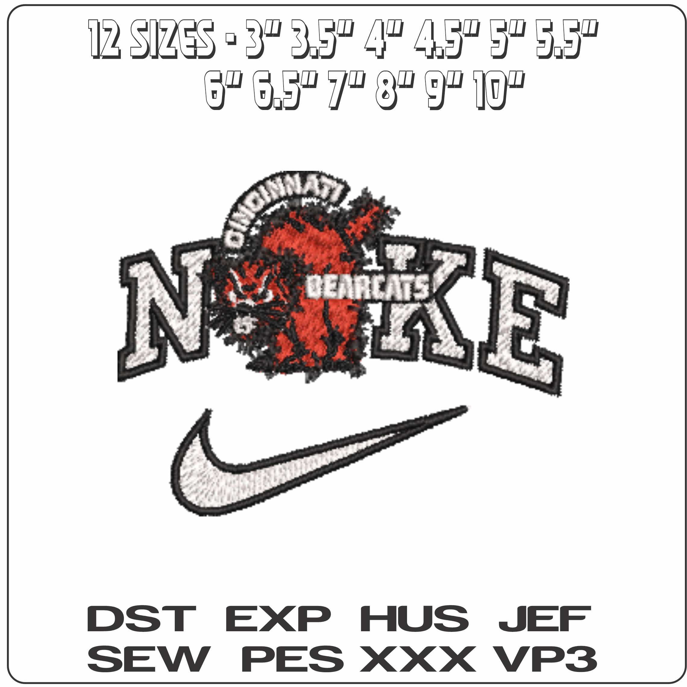 Nike Cincinnati Bearcats 1944 to 1976 University of Cincinnati   - Elegant embroidery design file-instant download — view 2