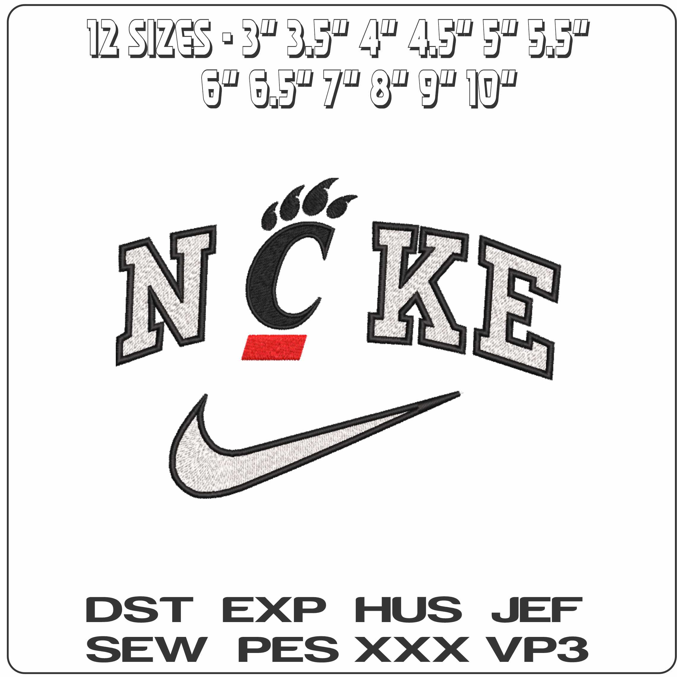 Nike Cincinnati Bearcats 2005 On University   - Elegant embroidery design file-instant download — view 2
