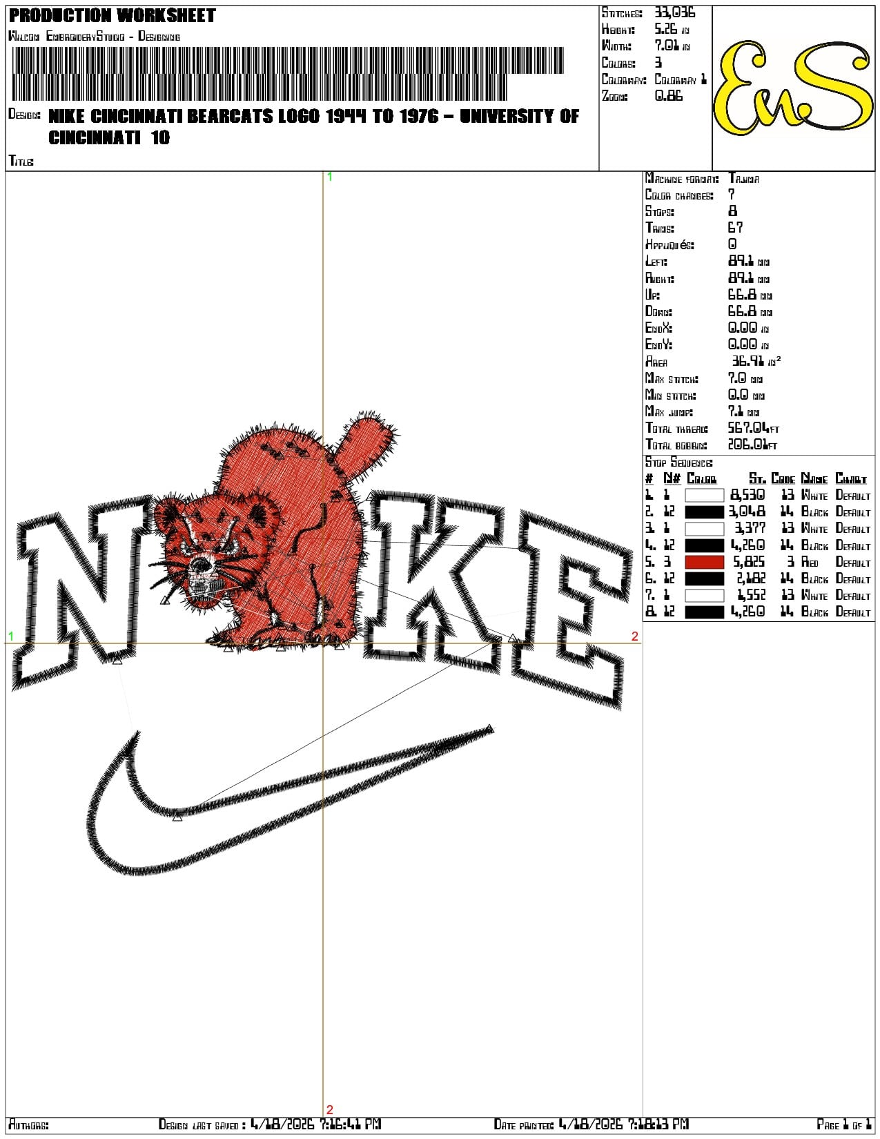 Nike Cincinnati Bearcats Logo 1944 to 1976 University   - Elegant embroidery design file-instant download — view 3