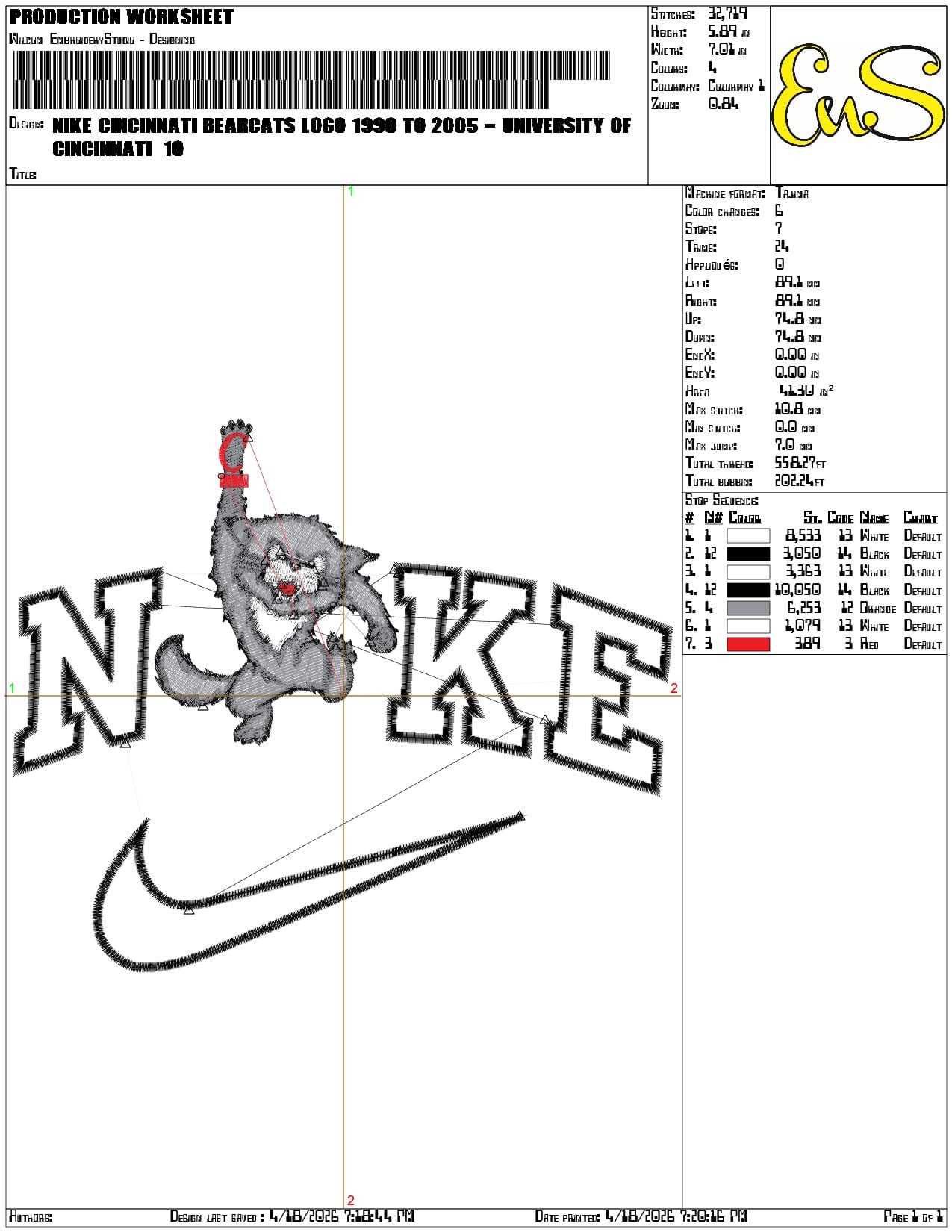 Nike Cincinnati Bearcats Logo 1990 to 2005 University   - Elegant embroidery design file-instant download — view 3