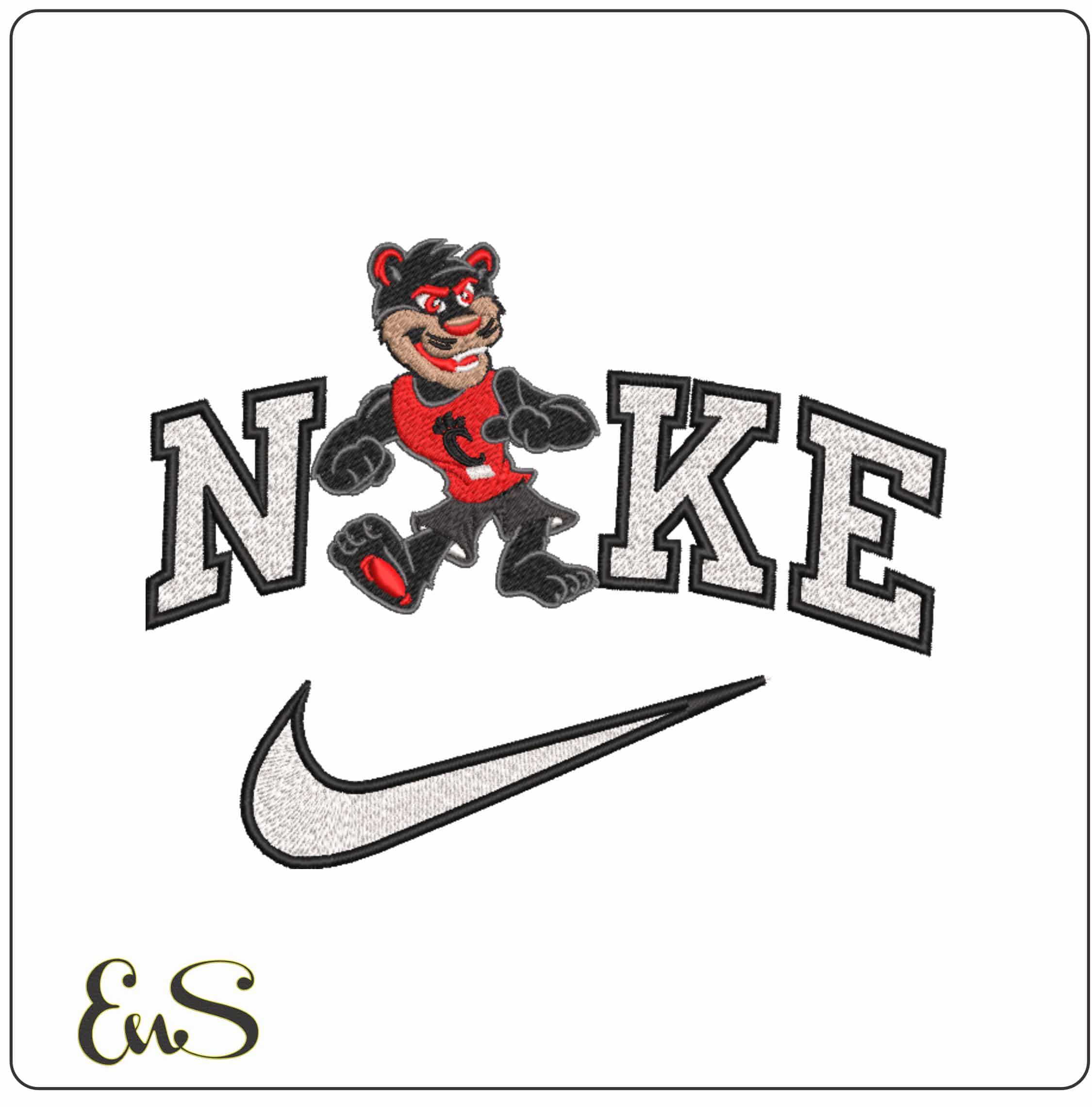 Nike Cincinnati Bearcats Logo Mascot University   - Elegant embroidery design file-instant download