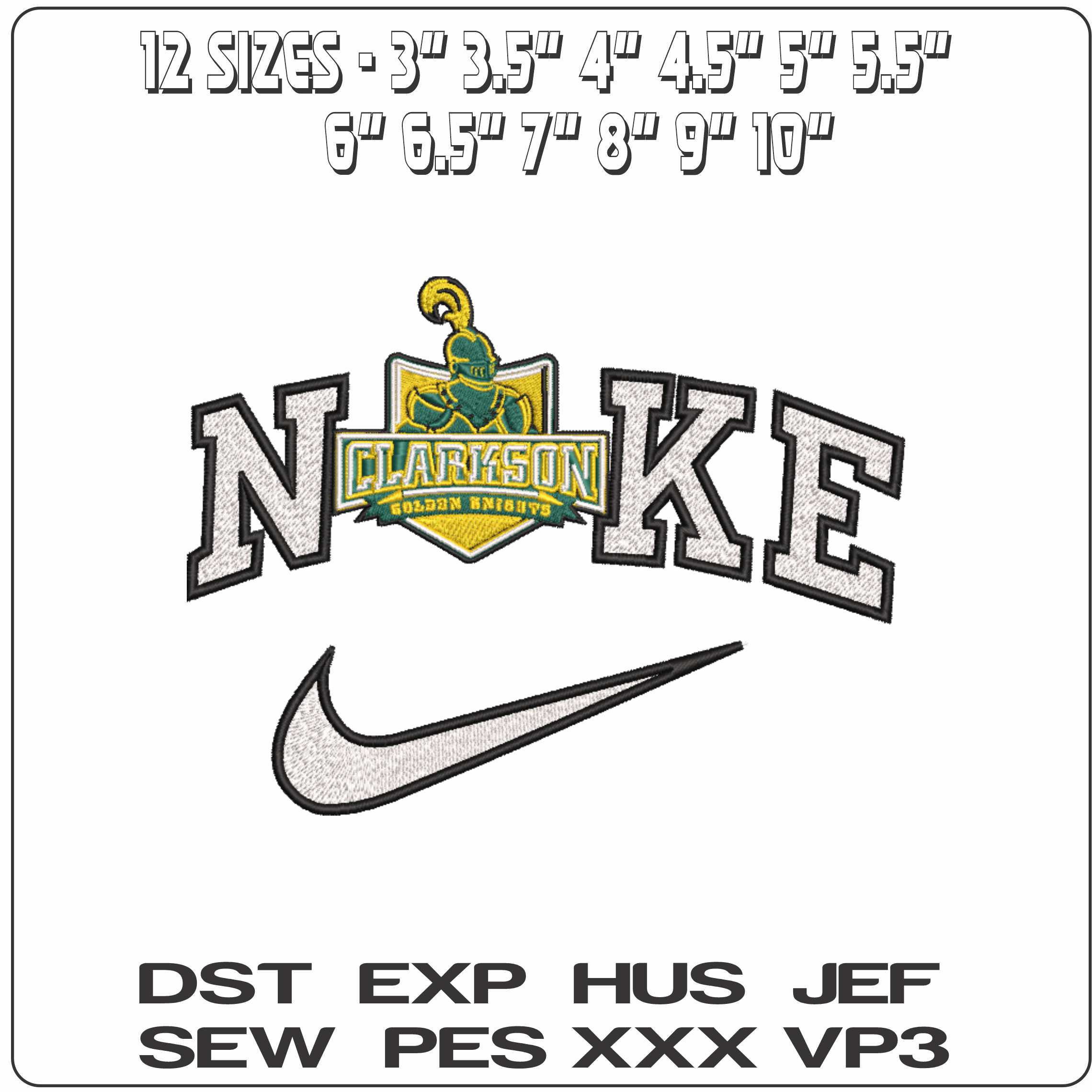 Nike Clarkson Golden Knights 2004 on Clarkson University   - Elegant embroidery design file-instant download — view 2