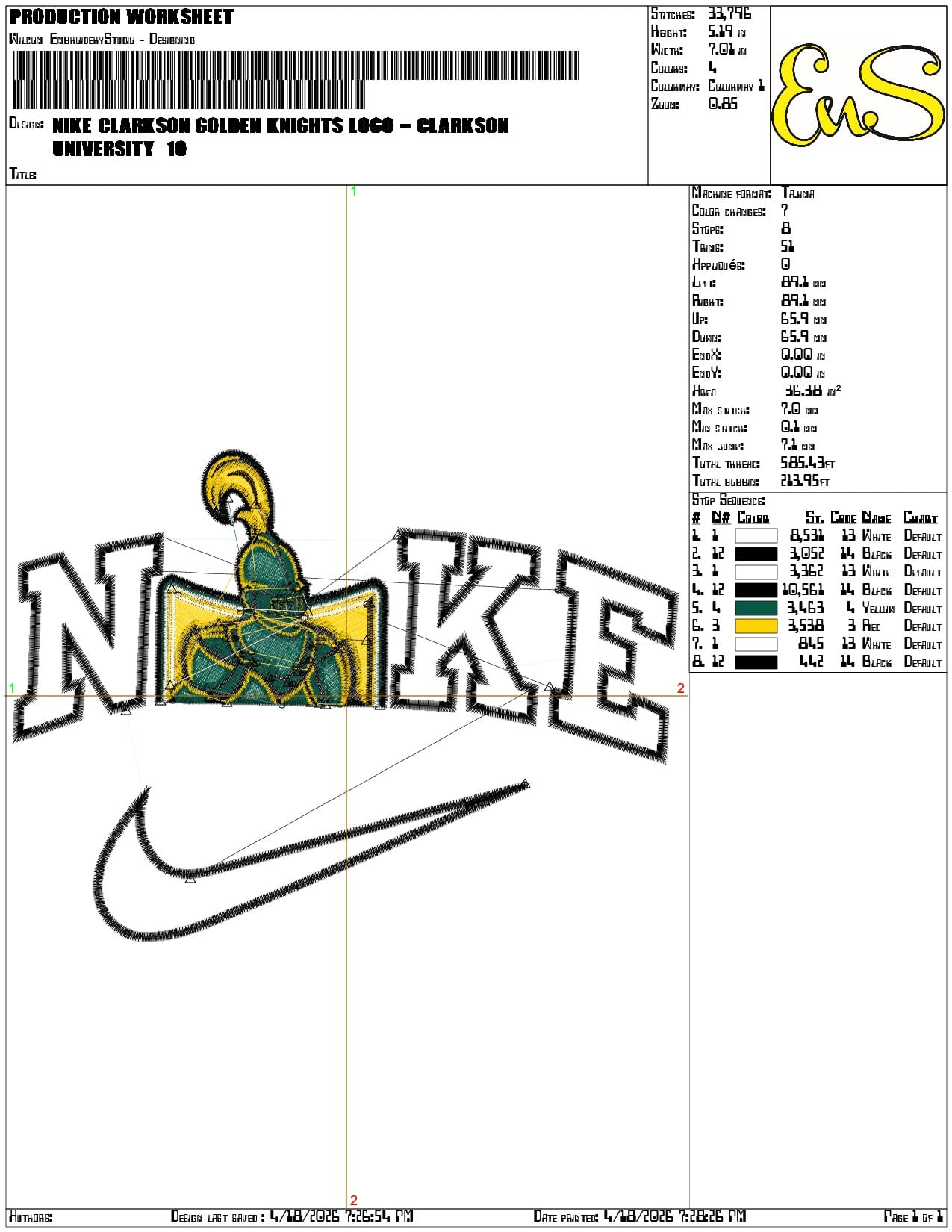 Nike Clarkson Golden Knights Logo Clarkson University   - Elegant embroidery design file-instant download — view 3
