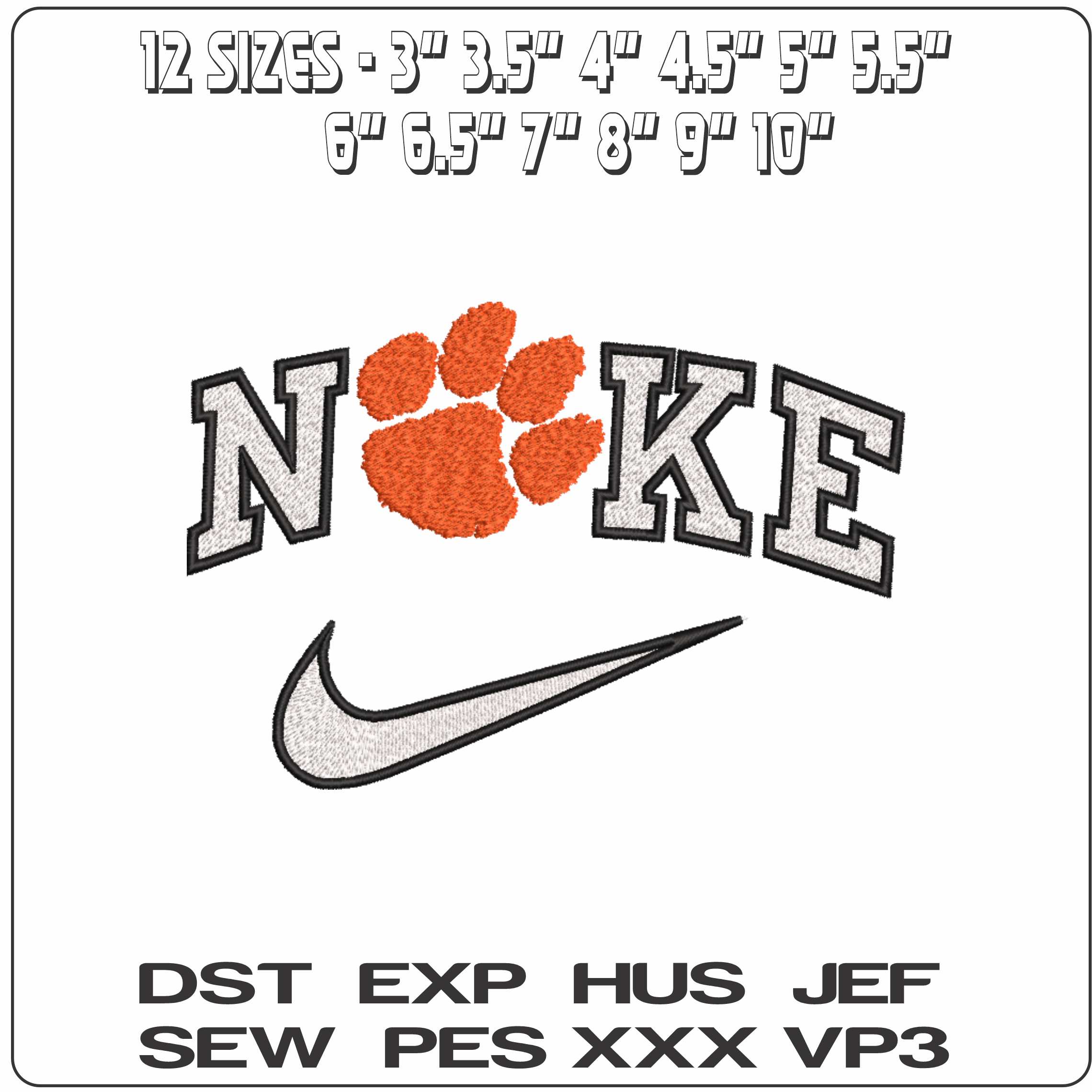 Nike Clemson Tigers 1977 on Clemson University   - Elegant embroidery design file-instant download — view 2