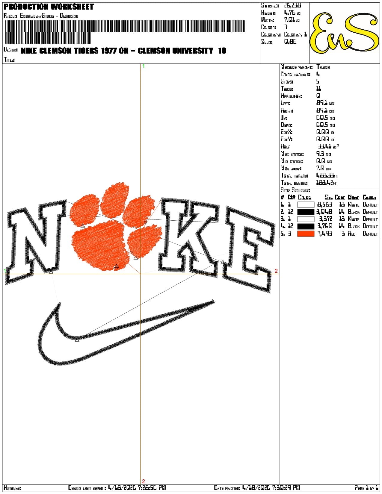 Nike Clemson Tigers 1977 on Clemson University   - Elegant embroidery design file-instant download — view 3