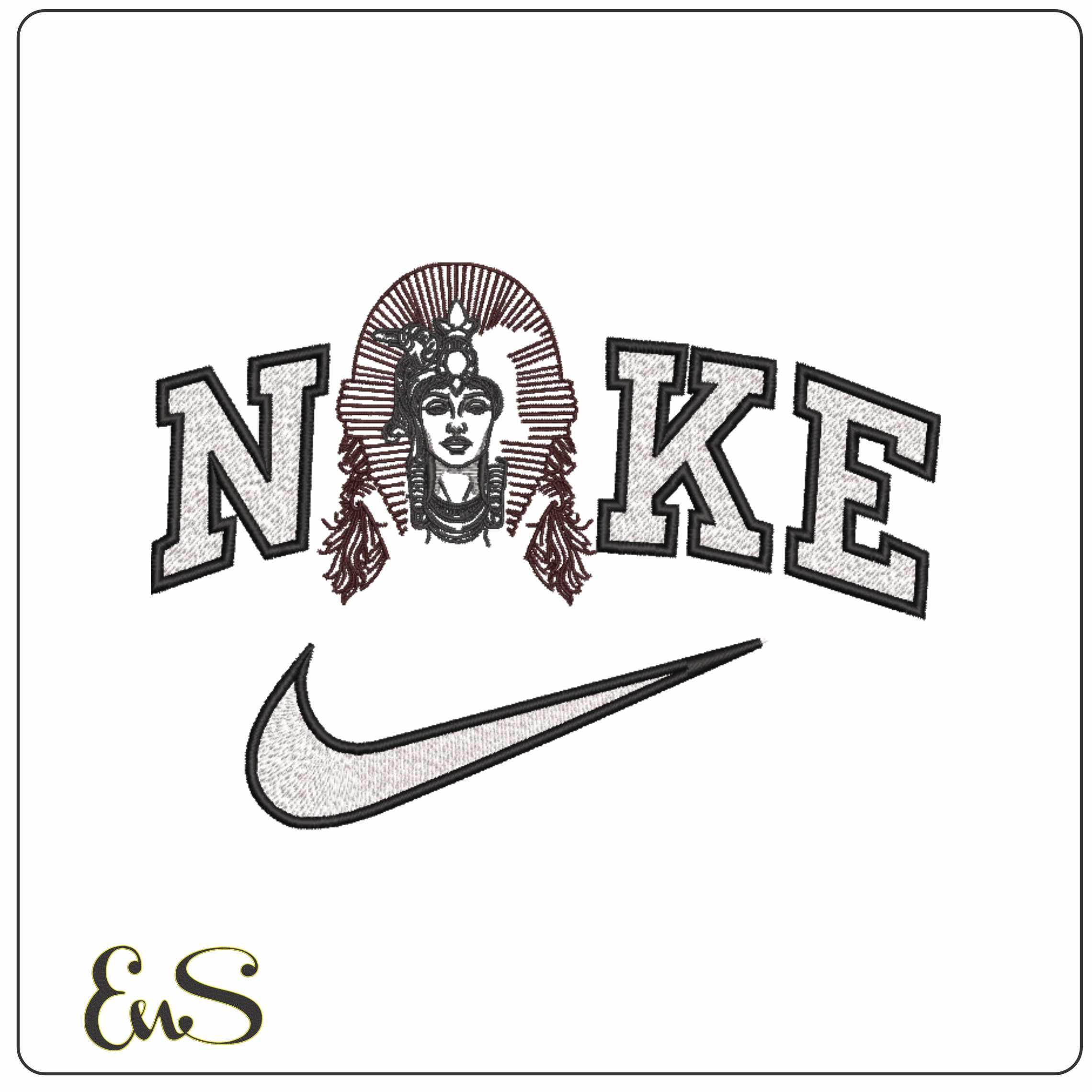 Nike Cleoptra Head Line art   - Elegant embroidery design file-instant download