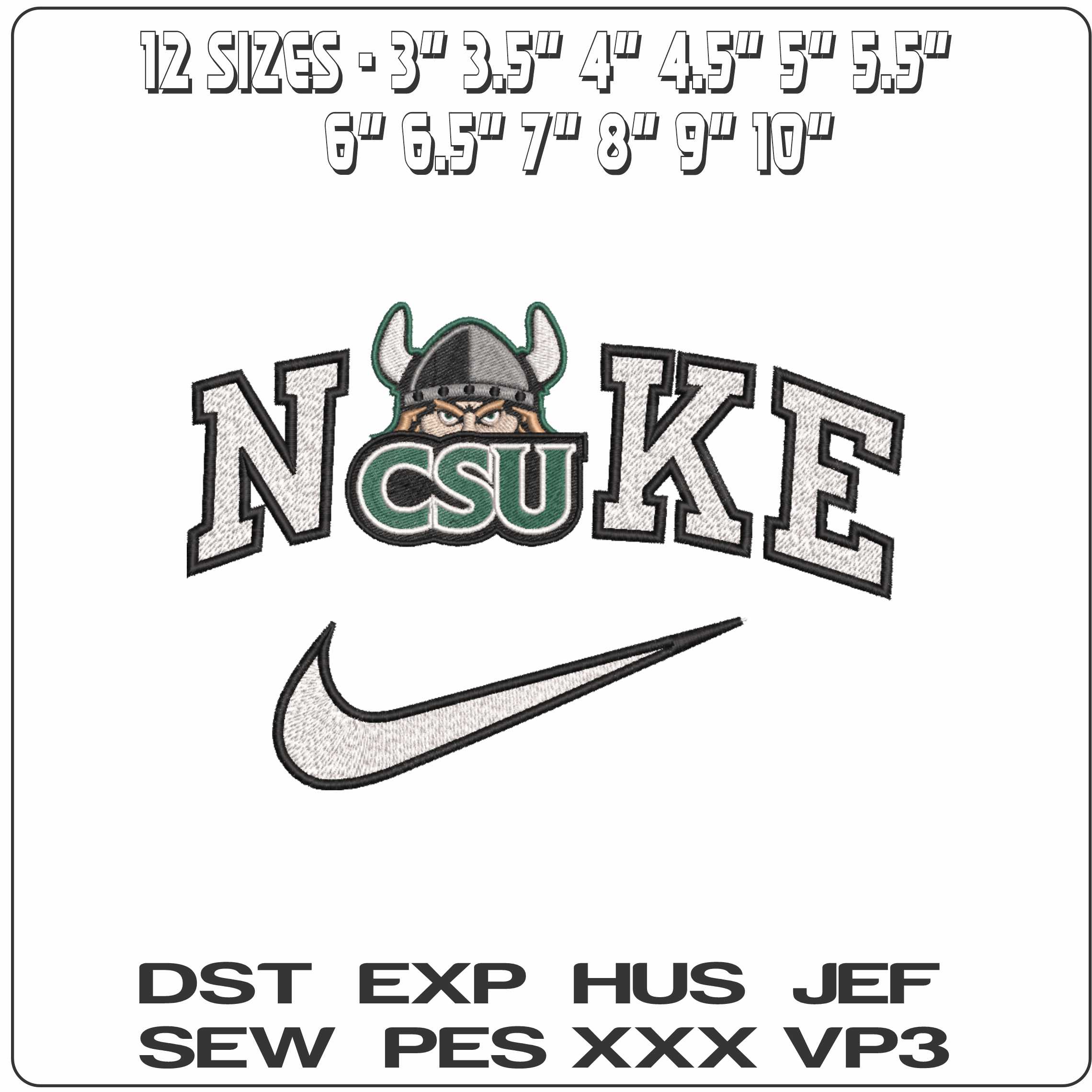 Nike Cleveland State Vikings Alternative  University   - Elegant embroidery design file-instant download — view 2