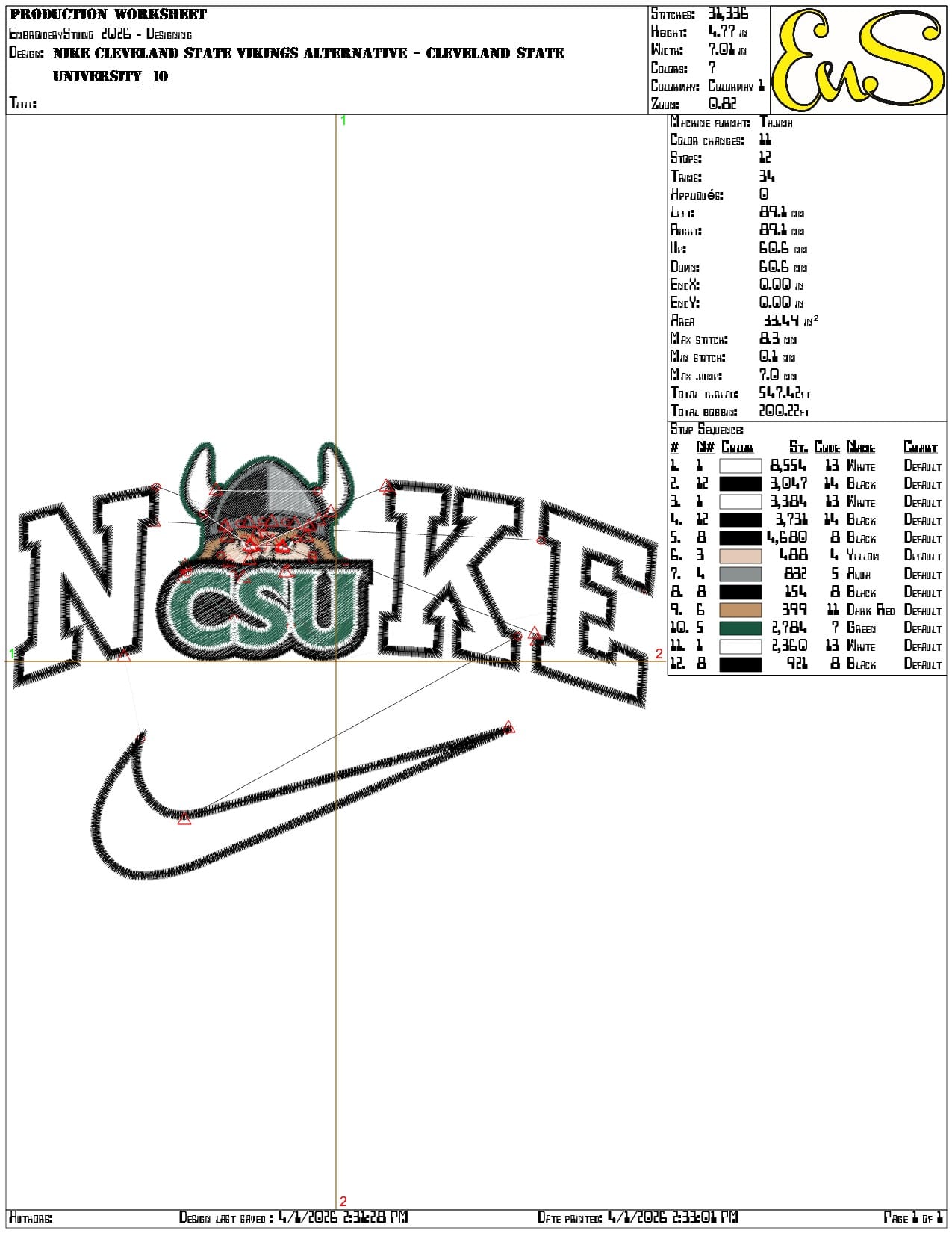 Nike Cleveland State Vikings Alternative  University   - Elegant embroidery design file-instant download — view 3