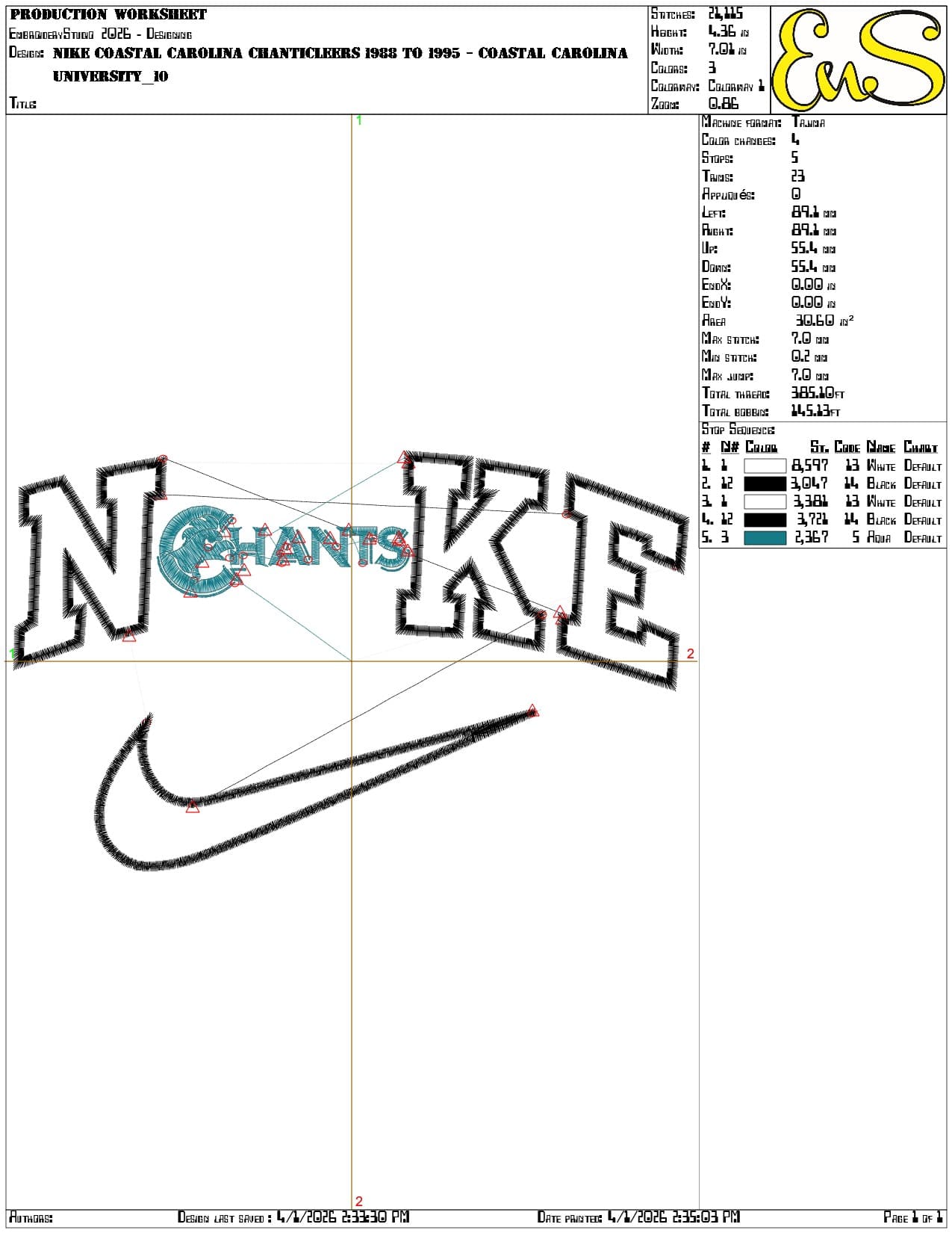 Nike Coastal Carolina Chanticleers 1988 to 1995 University   - Elegant embroidery design file-instant download — view 3