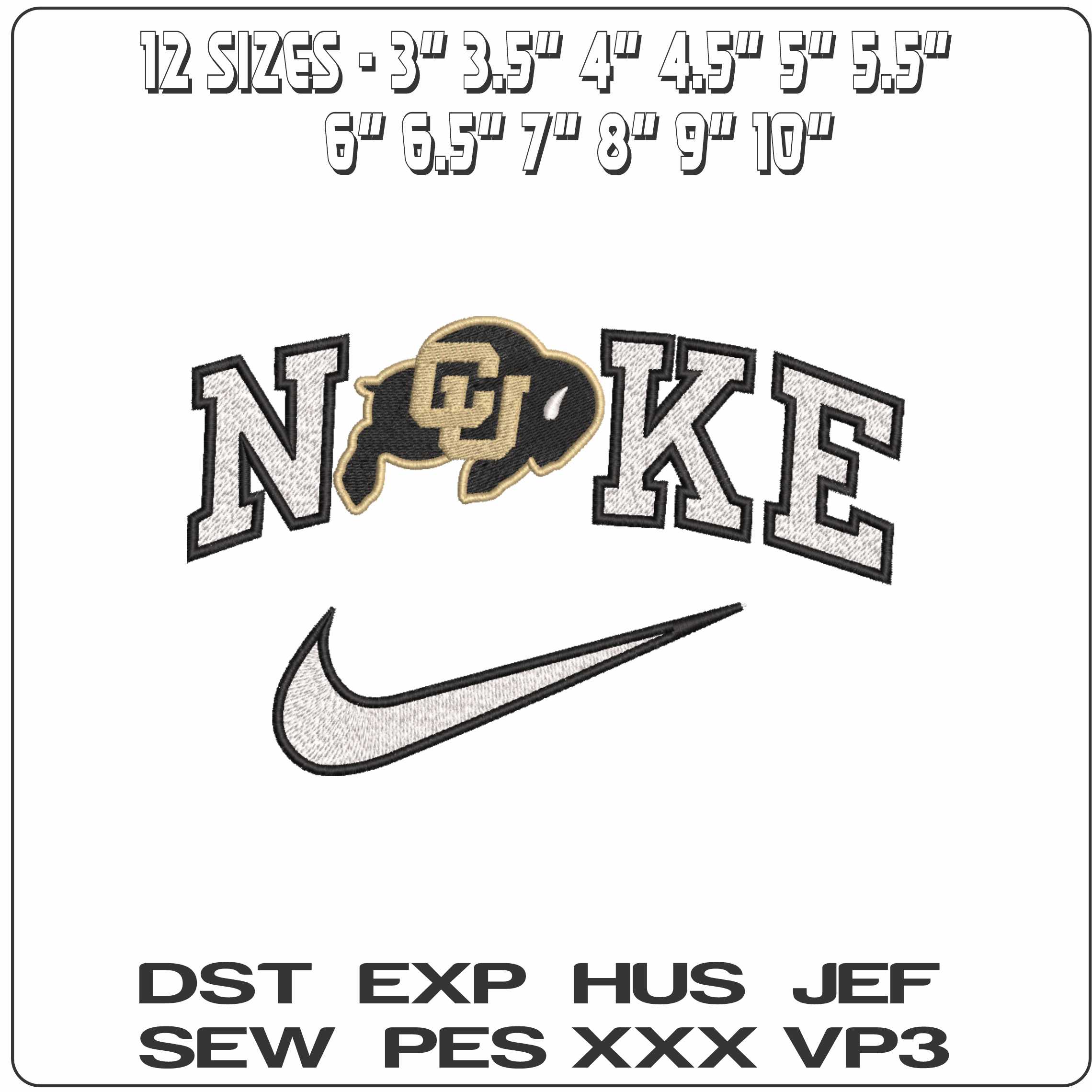 Nike Colorado Buffaloes 1981 to University   - Elegant embroidery design file-instant download — view 2
