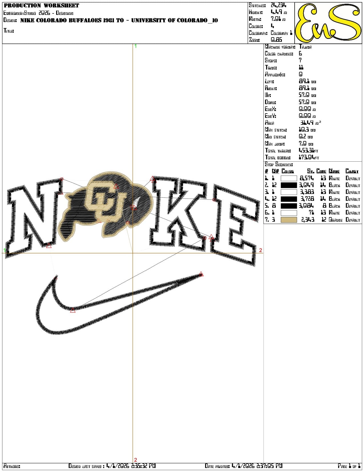 Nike Colorado Buffaloes 1981 to University   - Elegant embroidery design file-instant download — view 3