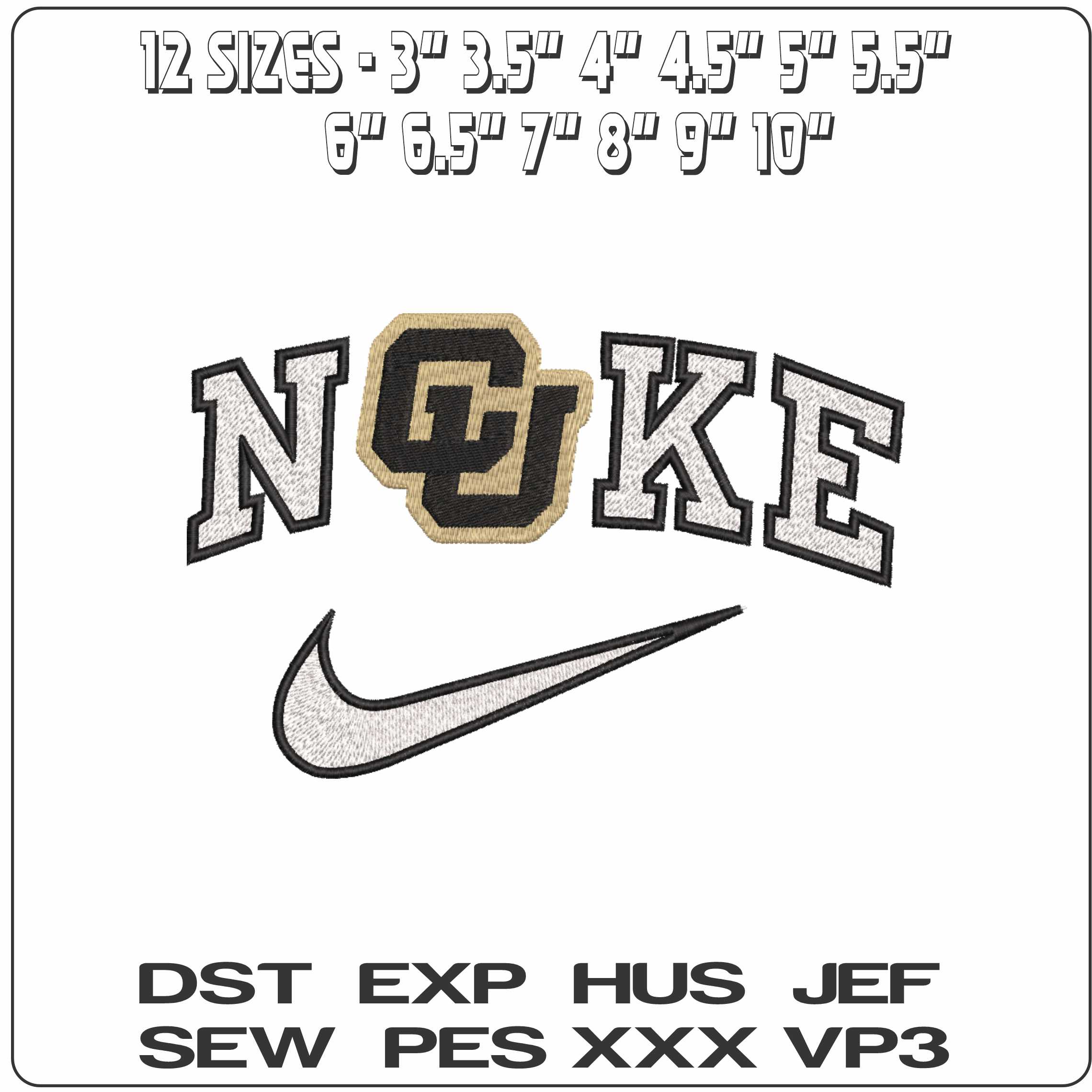 Nike Colorado Buffaloes Secondary University   - Elegant embroidery design file-instant download — view 2