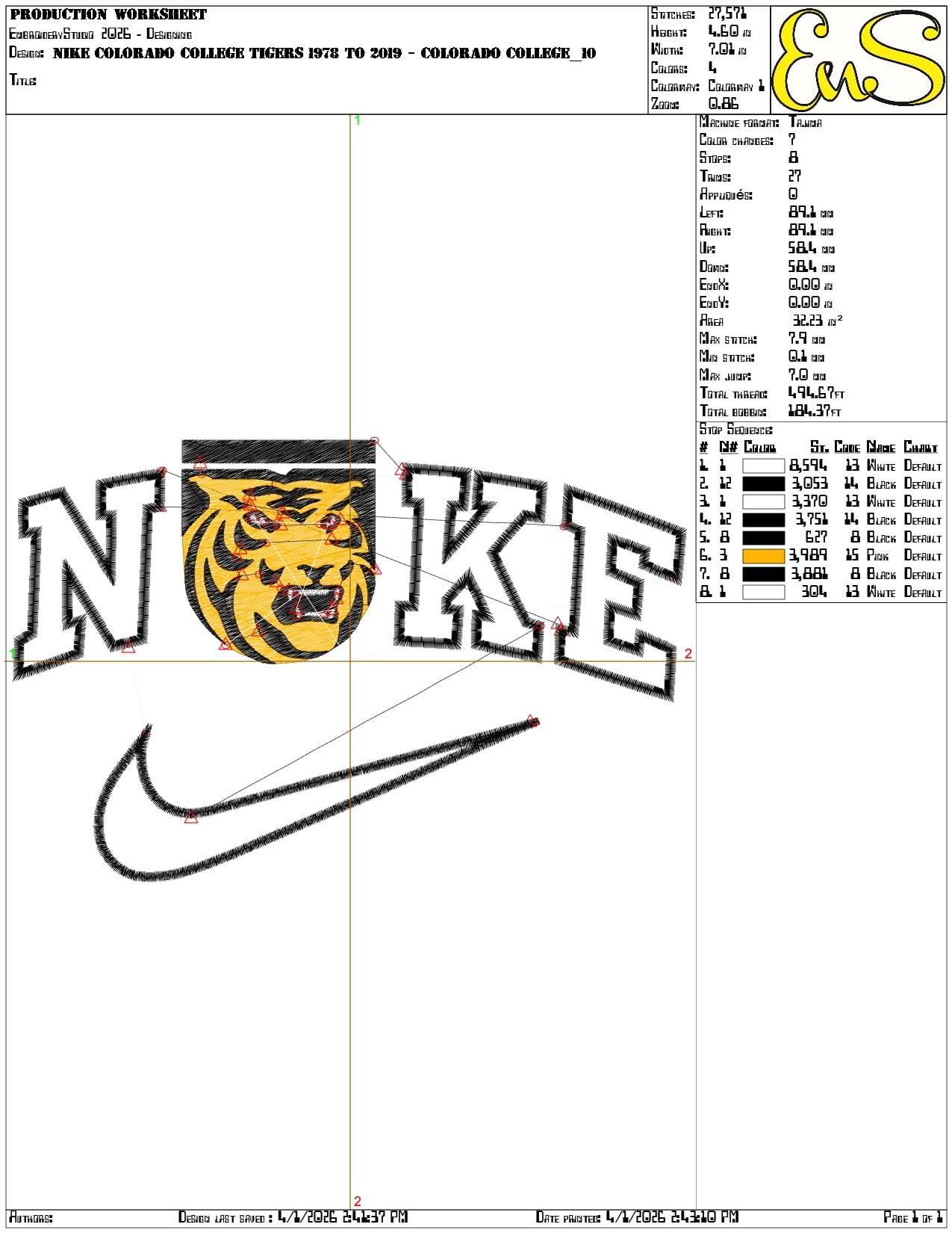 Nike Colorado College Tigers 1978 to 2019  College   - Elegant embroidery design file-instant download — view 3