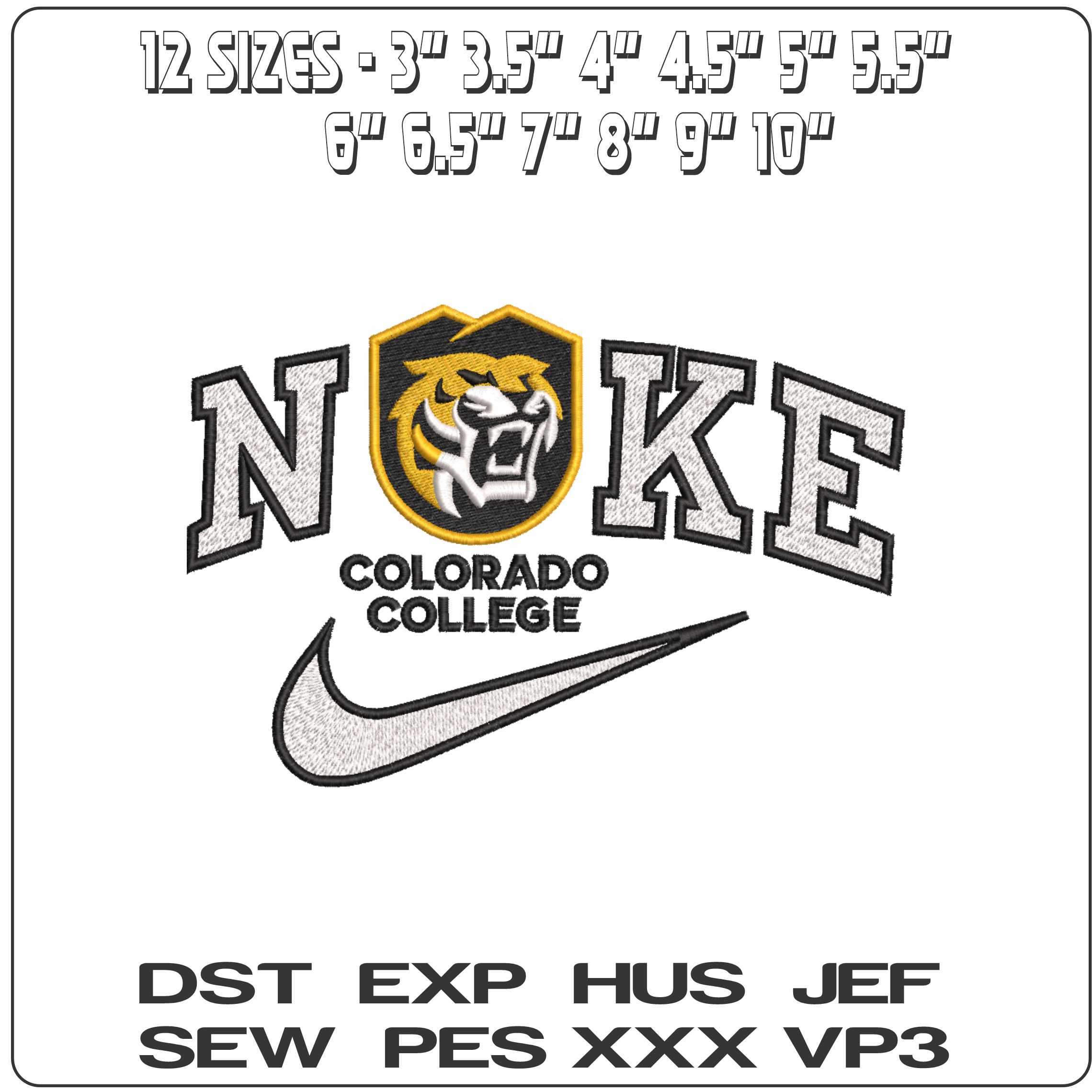 Nike Colorado College Tigers 2019 Colorado college   - Elegant embroidery design file-instant download — view 2