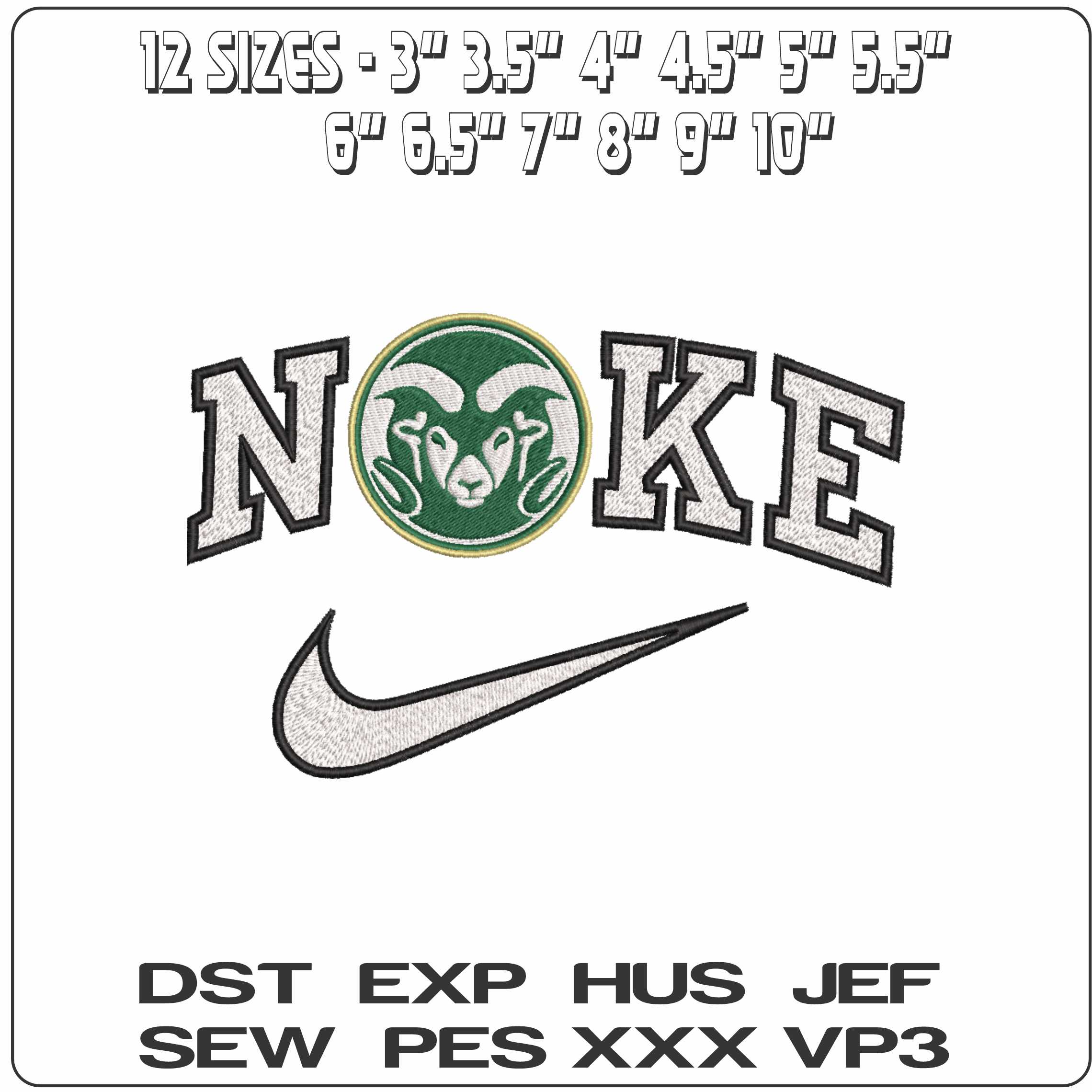 Nike Colorado State Rams 182  University   - Elegant embroidery design file-instant download — view 2