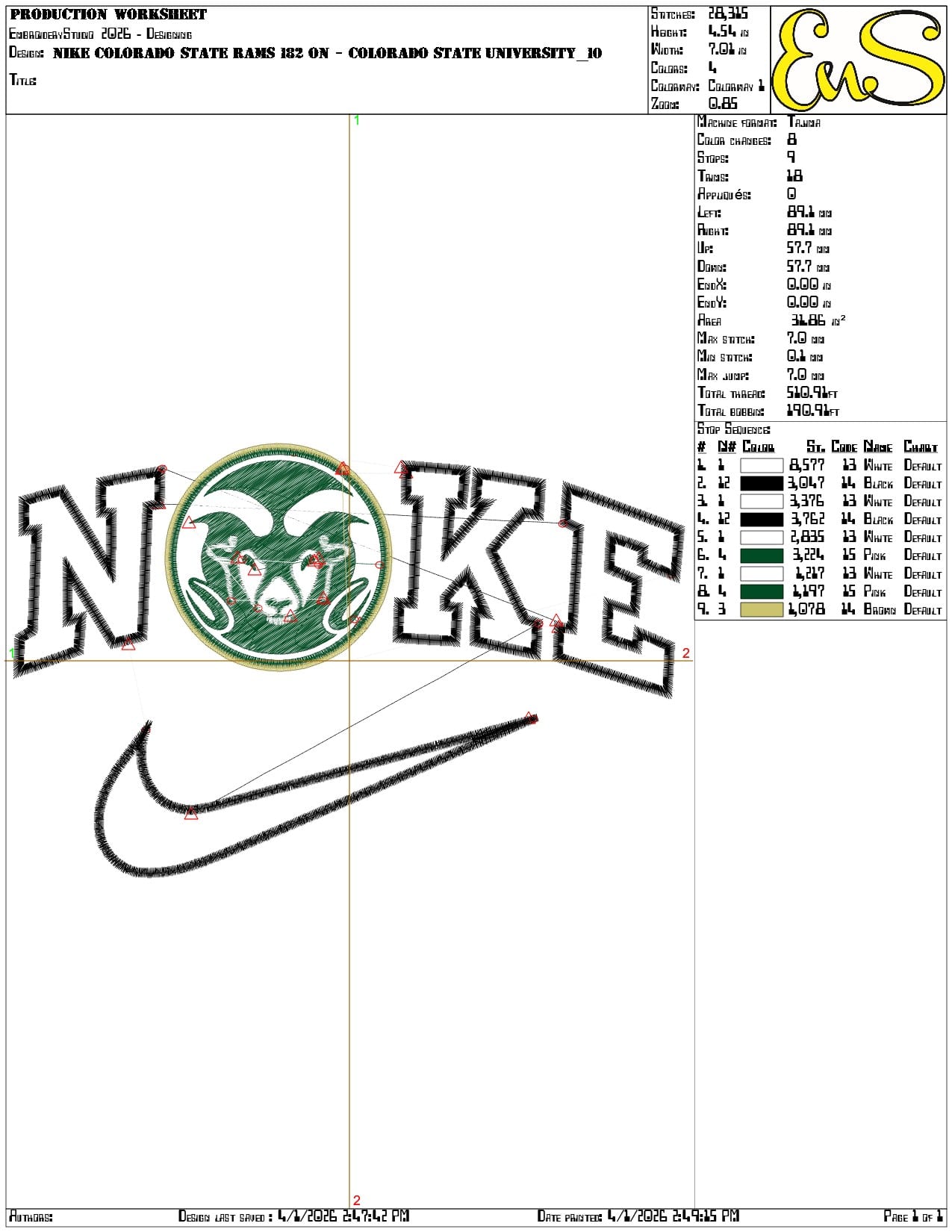 Nike Colorado State Rams 182  University   - Elegant embroidery design file-instant download — view 3