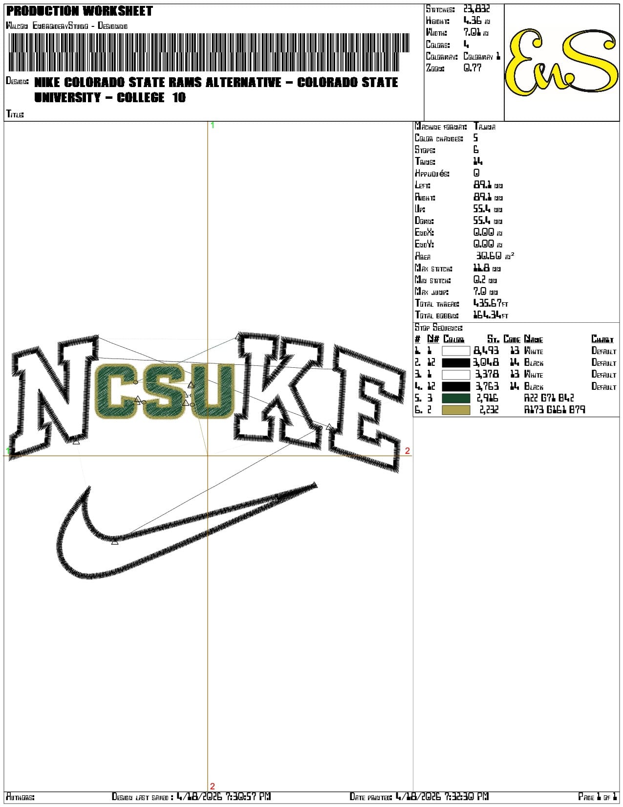Nike Colorado State Rams Alternative  University College   - Elegant embroidery design file-instant download — view 3