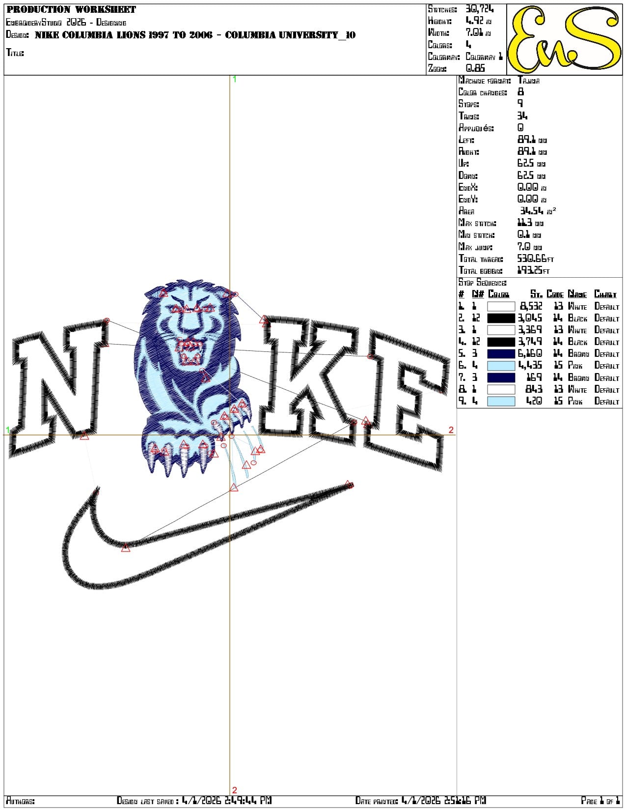 Nike Columbia Lions 1997 to 2006 Columbia University   - Elegant embroidery design file-instant download — view 3