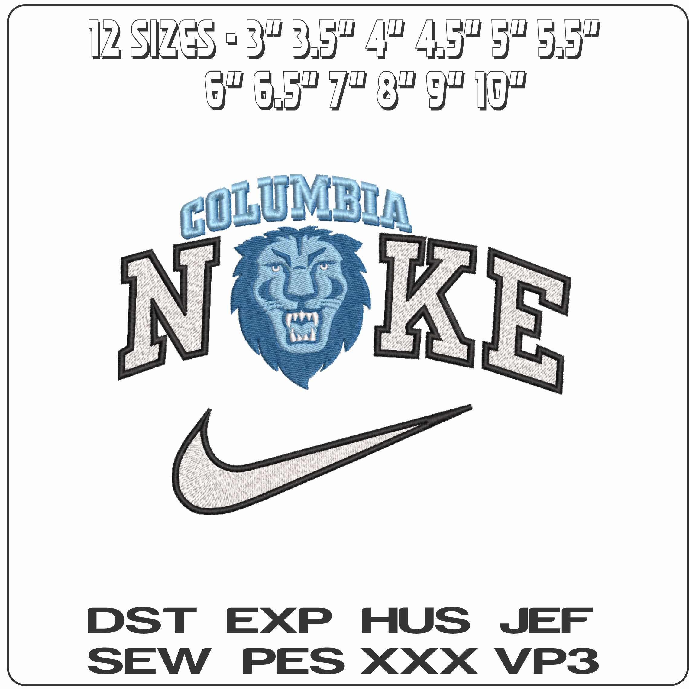 Nike Columbia Lions 2006 on Columbia University   - Elegant embroidery design file-instant download — view 2