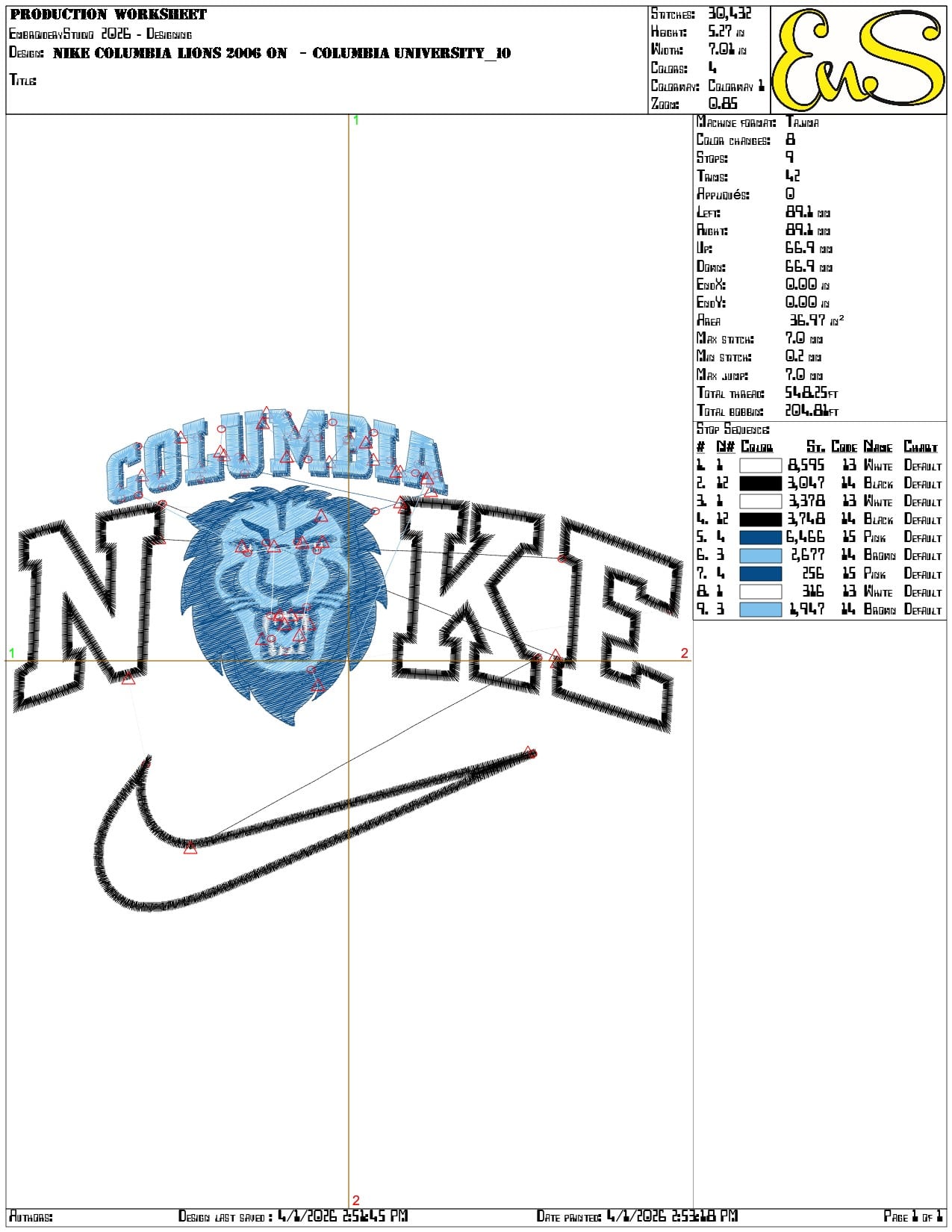 Nike Columbia Lions 2006 on Columbia University   - Elegant embroidery design file-instant download — view 3