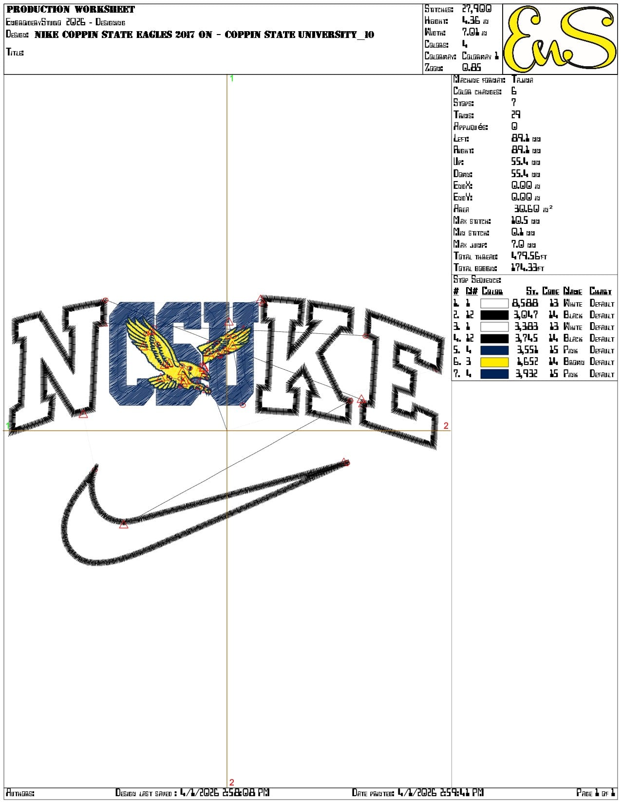 Nike Coppin State Eagles 2017  University   - Elegant embroidery design file-instant download — view 3