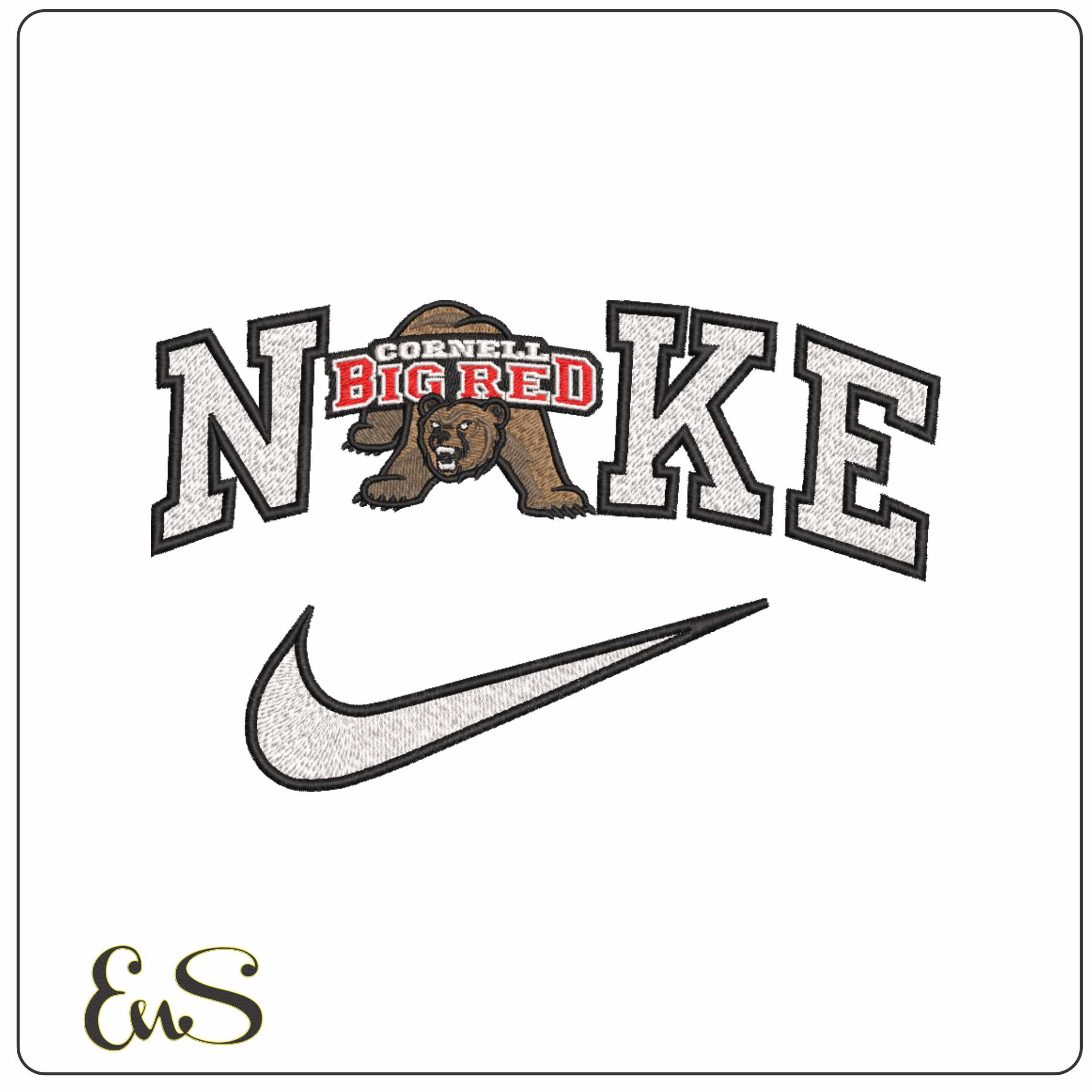 Nike Cornell Big Red 2002 to 2018 Cornell University   - Elegant embroidery design file-instant download