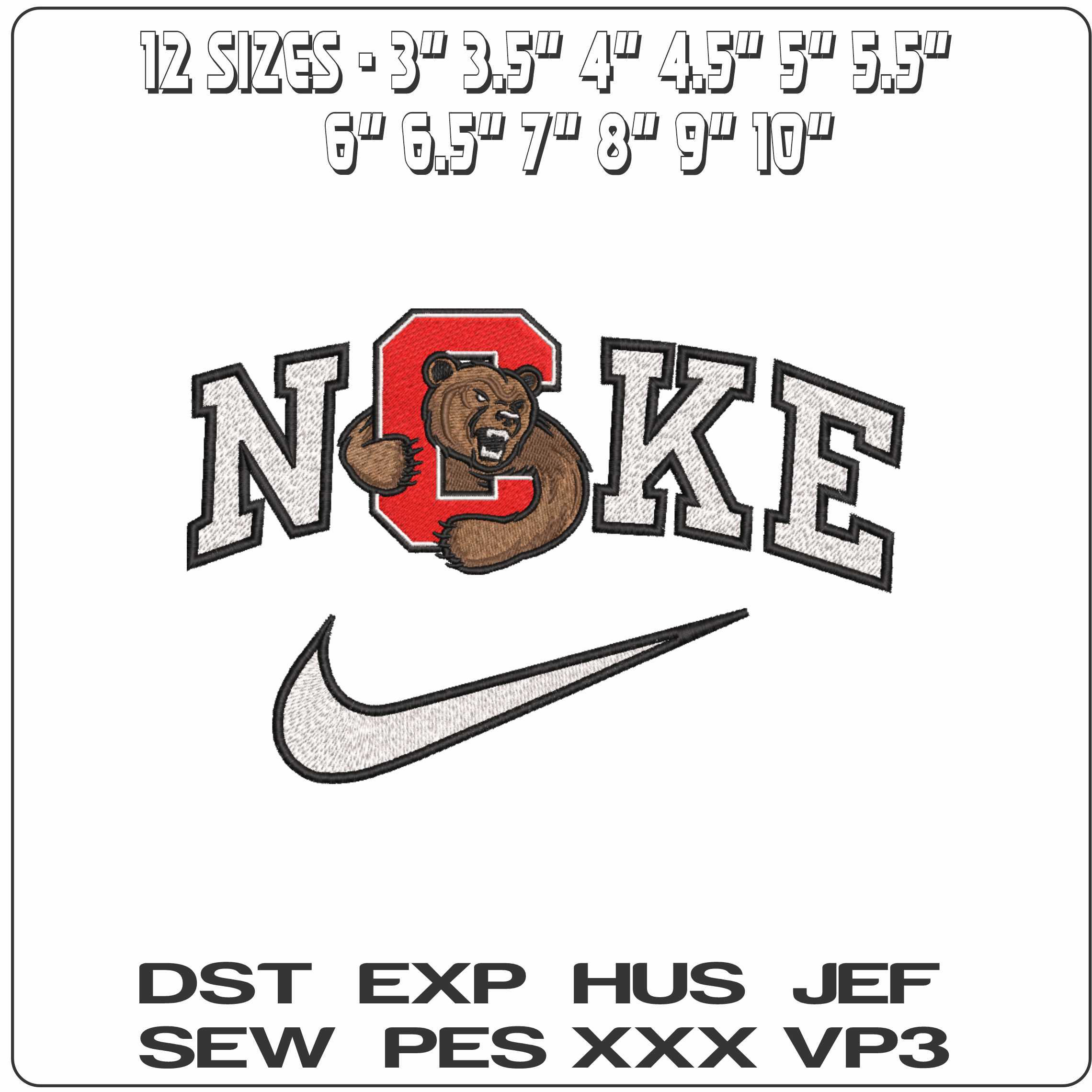 Nike Cornell Big Red 2018 on Cornell University   - Elegant embroidery design file-instant download — view 2
