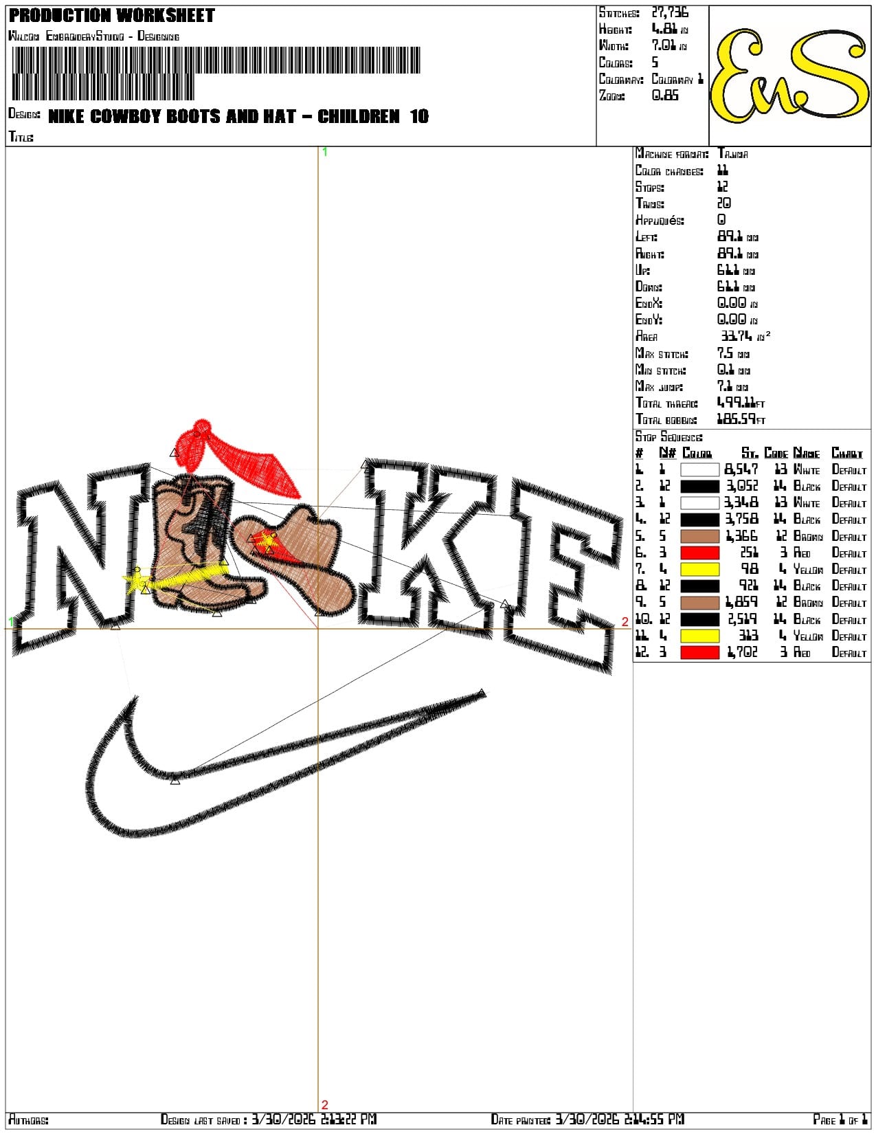 Nike Cowboy boots and Hat Children   - Elegant embroidery design file-instant download — view 3
